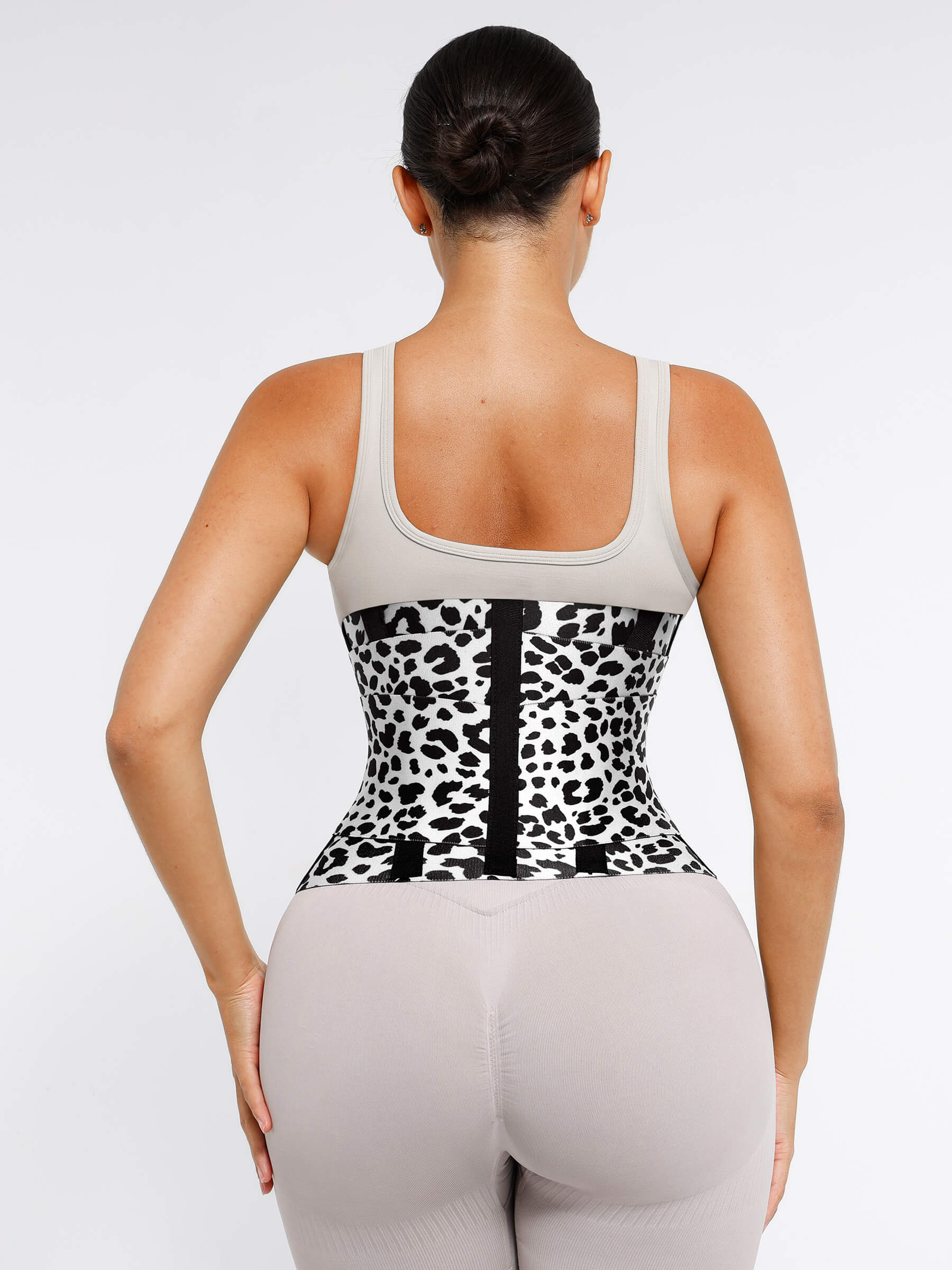 Feelingirl Triple Wrap Tummy Control Waist Trainer Belt - High Compression Shapewear - White Leopard