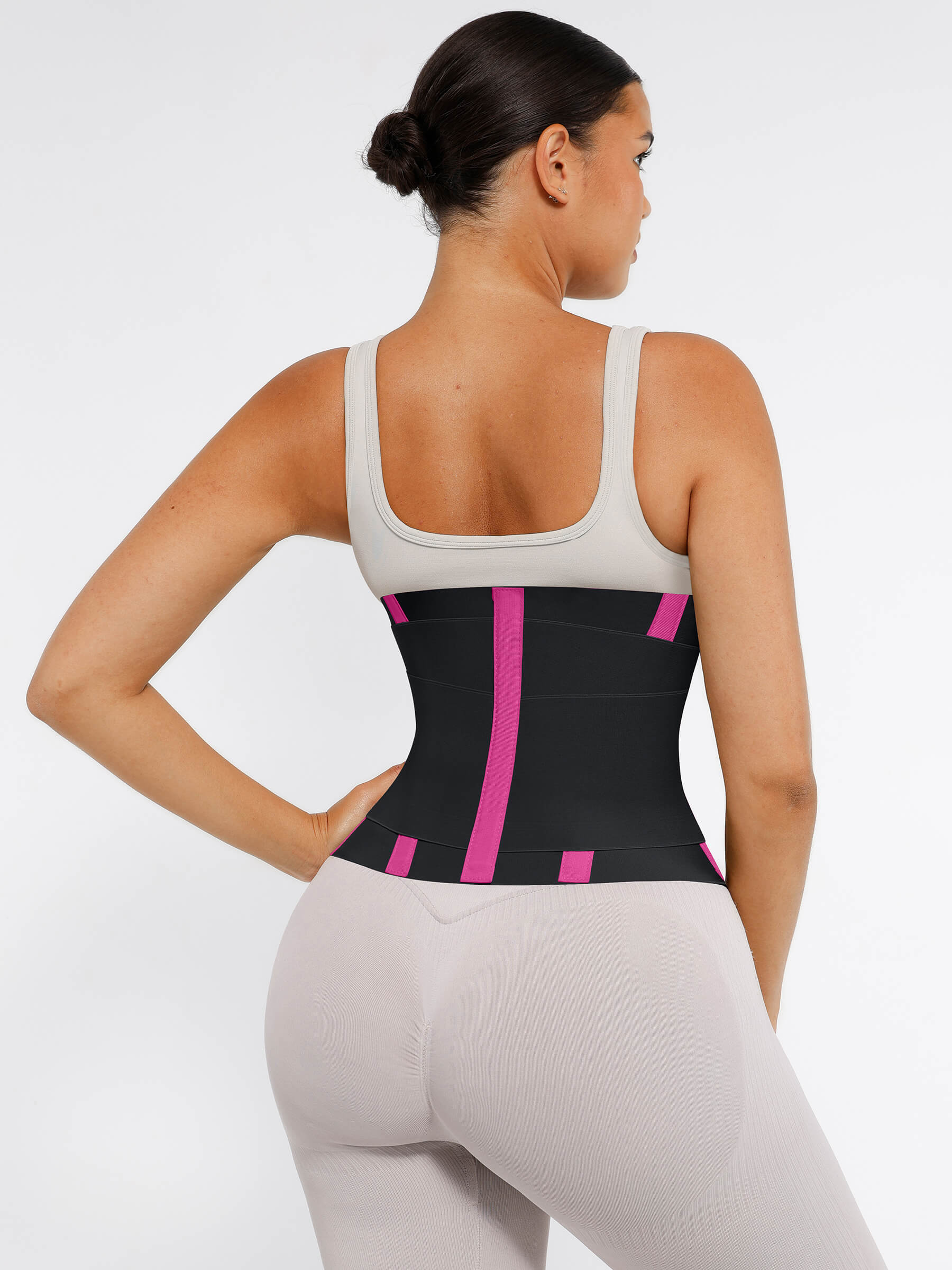 Feelingirl Triple Wrap Tummy Control Waist Trainer Belt - High Compression Shapewear - Rose Red