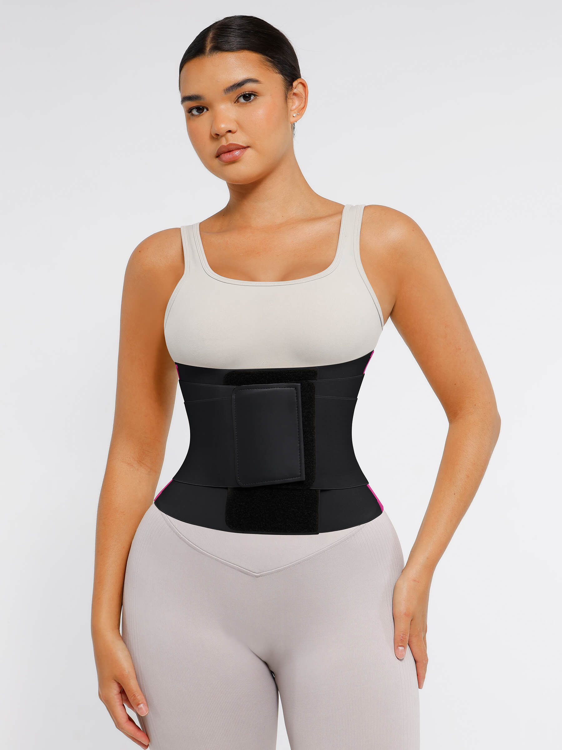 Feelingirl Triple Wrap Tummy Control Waist Trainer Belt - High Compression Shapewear - Black