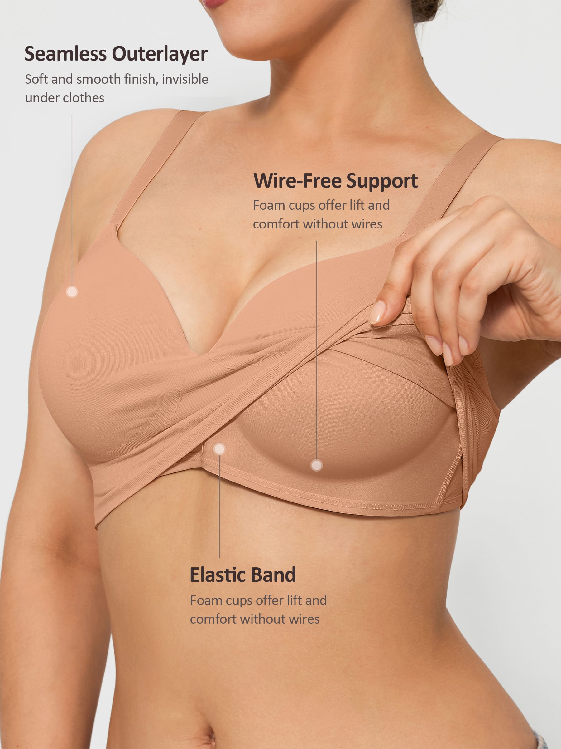 Feelingirl Wireless Push-Up Seamless Comfort Full Coverage Bra