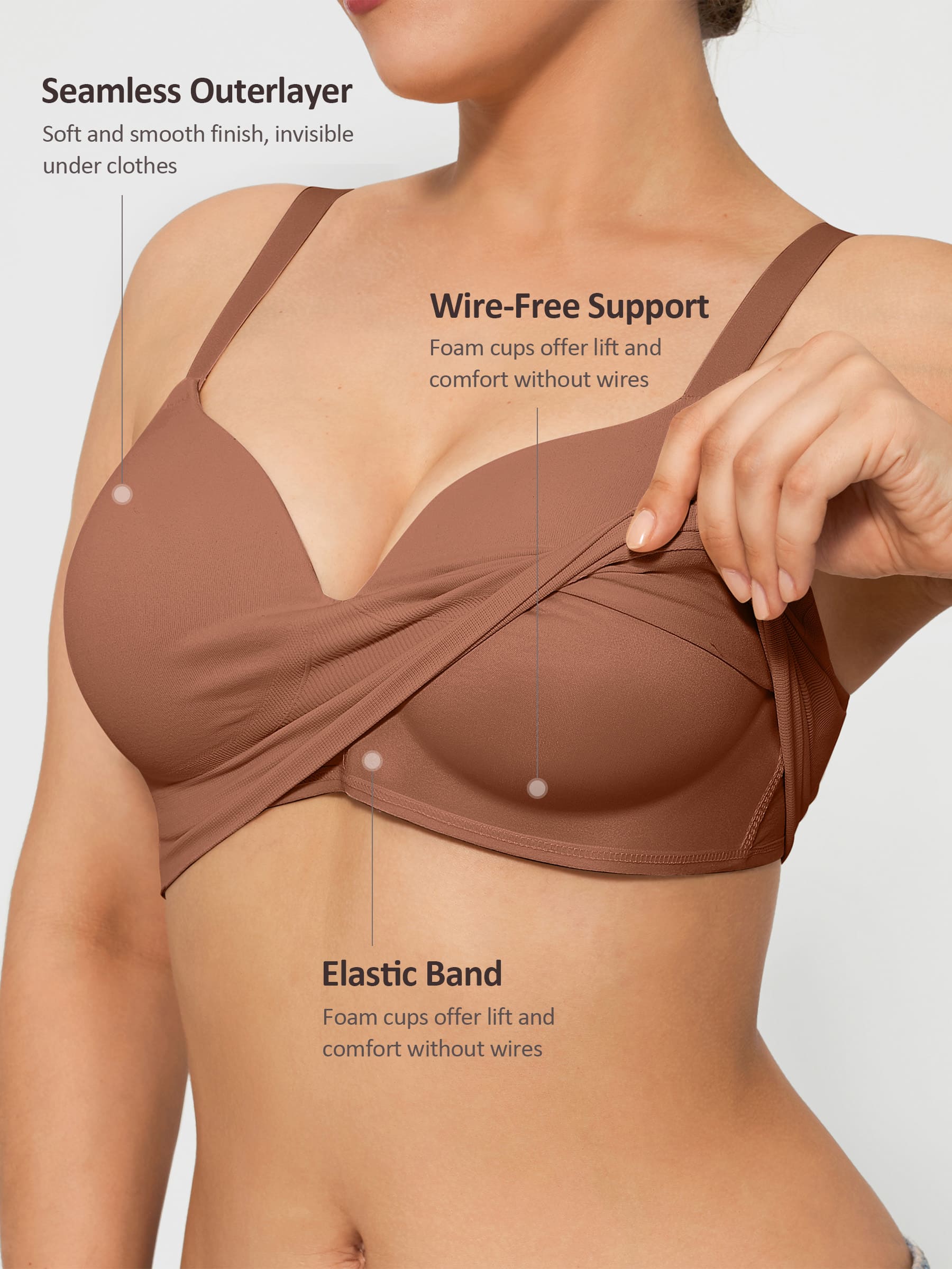 Feelingirl Wireless Push-Up Seamless Comfort Full Coverage Bra