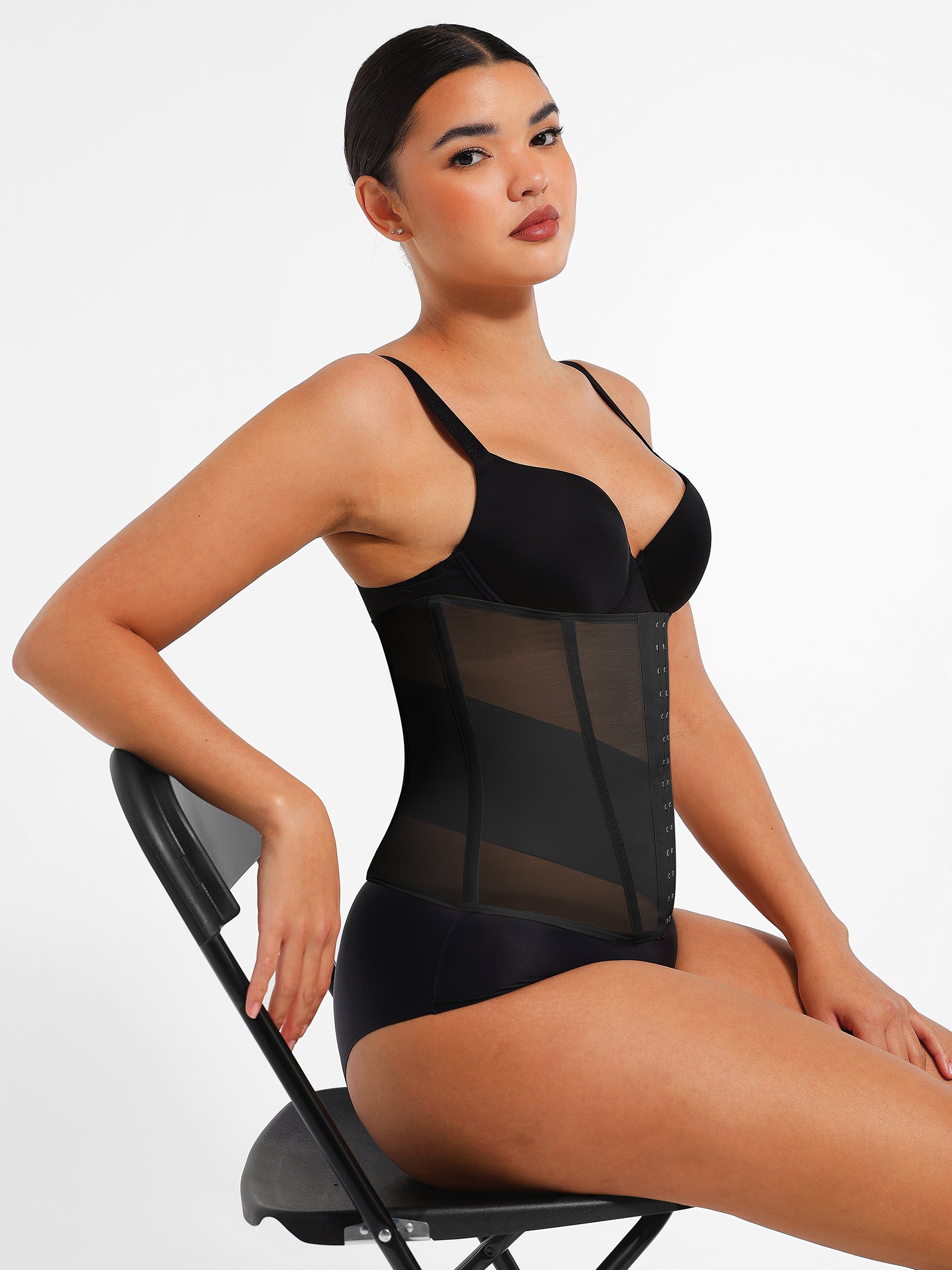 Feelingirl Women's Waist Trainer - High-Waisted Tummy Control Shapewear with Back Support - Black