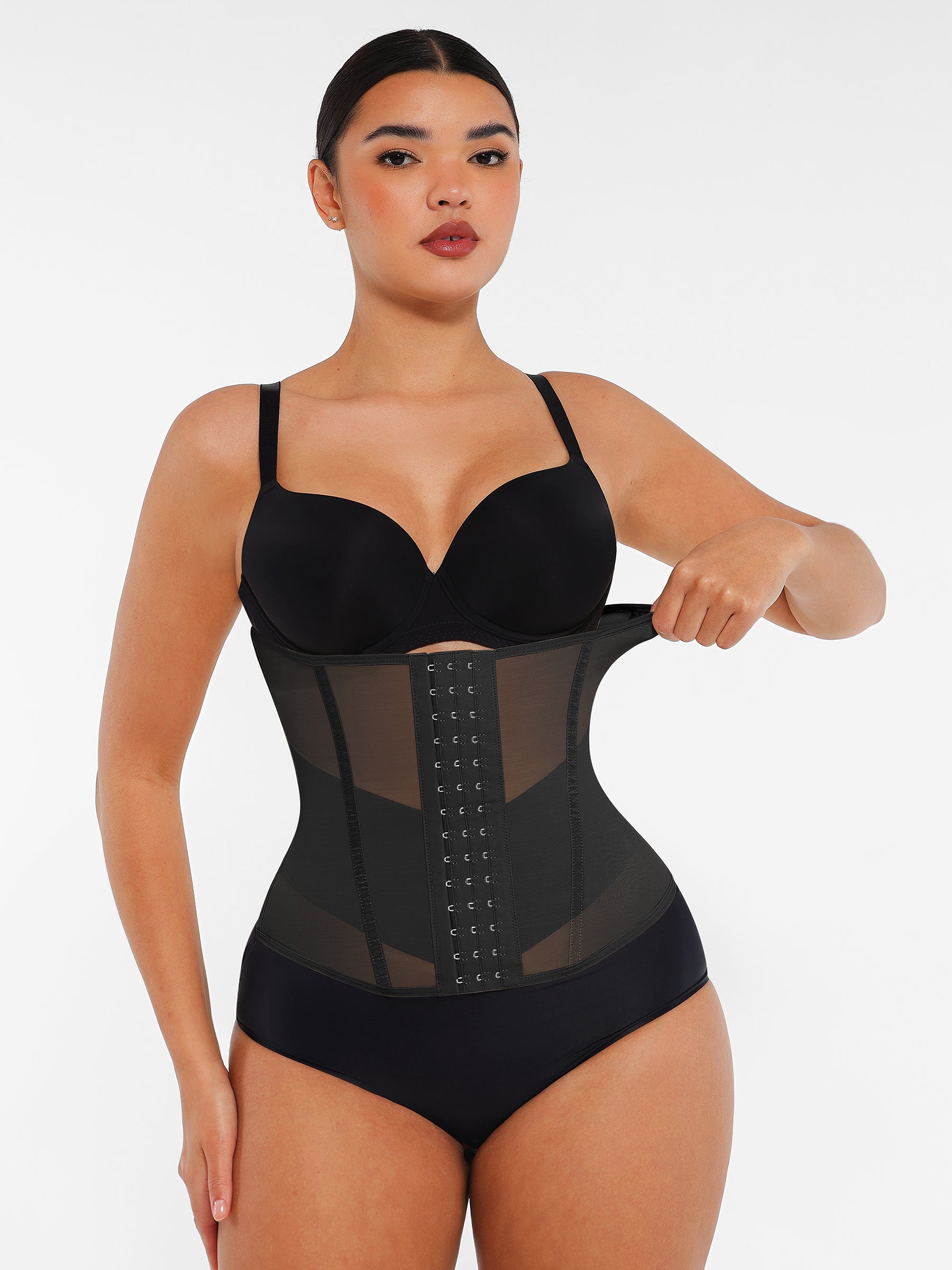 Feelingirl Women's Waist Trainer - High-Waisted Tummy Control Shapewear with Back Support - Black