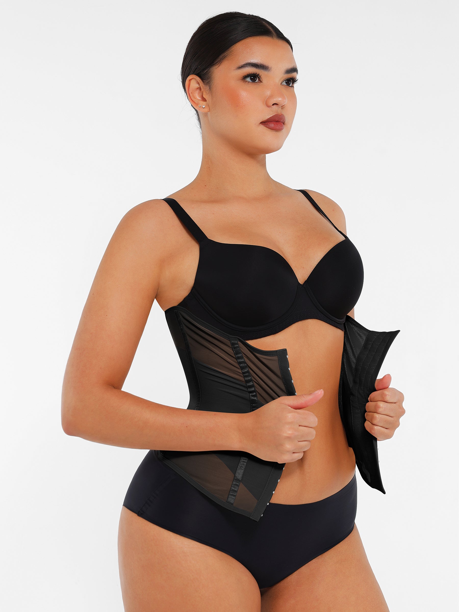 Feelingirl Women's Waist Trainer - High-Waisted Tummy Control Shapewear with Back Support - Black