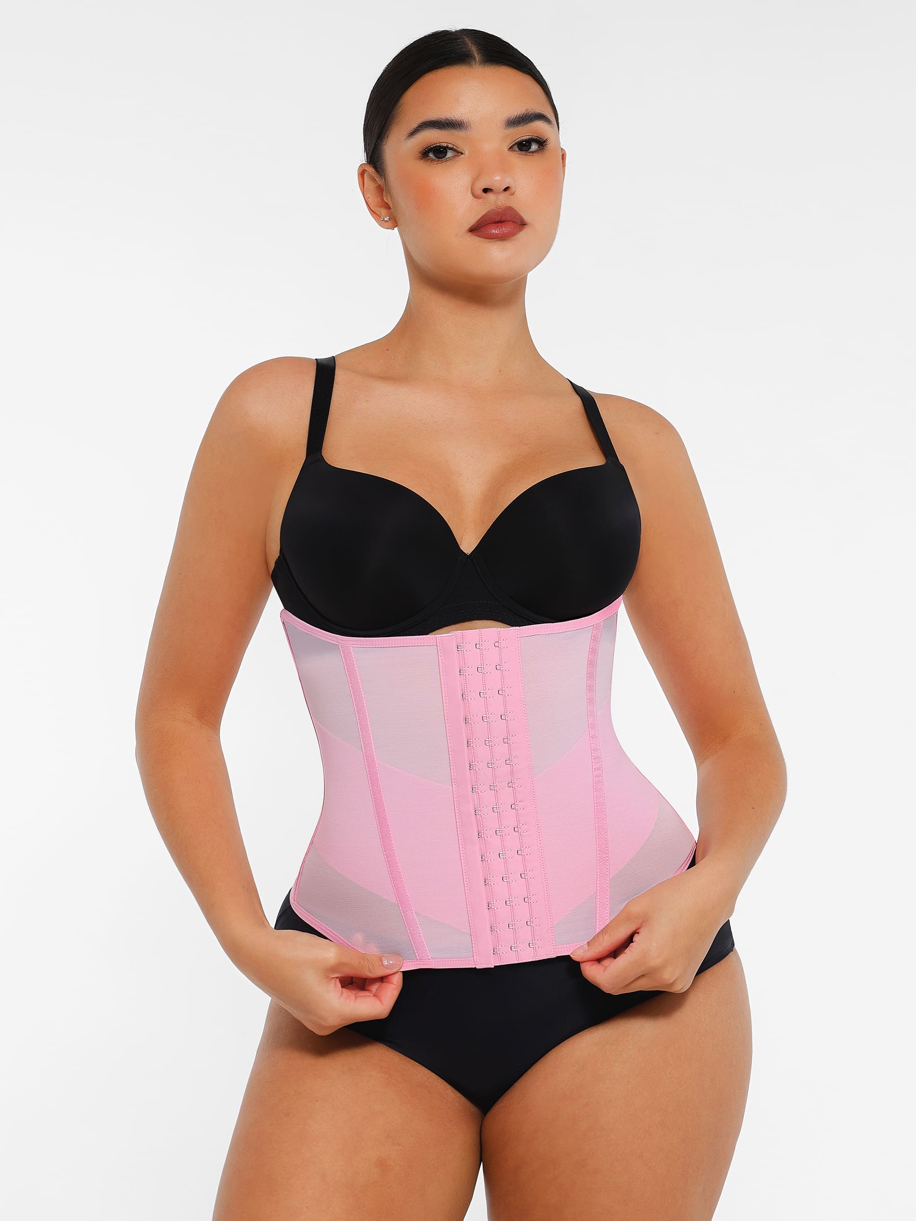 Feelingirl Women's Waist Trainer - High-Waisted Tummy Control Shapewear with Back Support - Pink