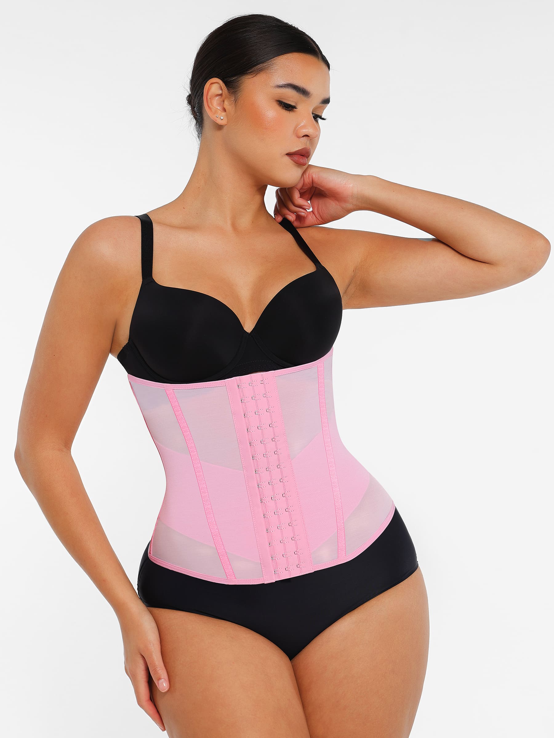 Feelingirl Women's Waist Trainer - High-Waisted Tummy Control Shapewear with Back Support - Pink