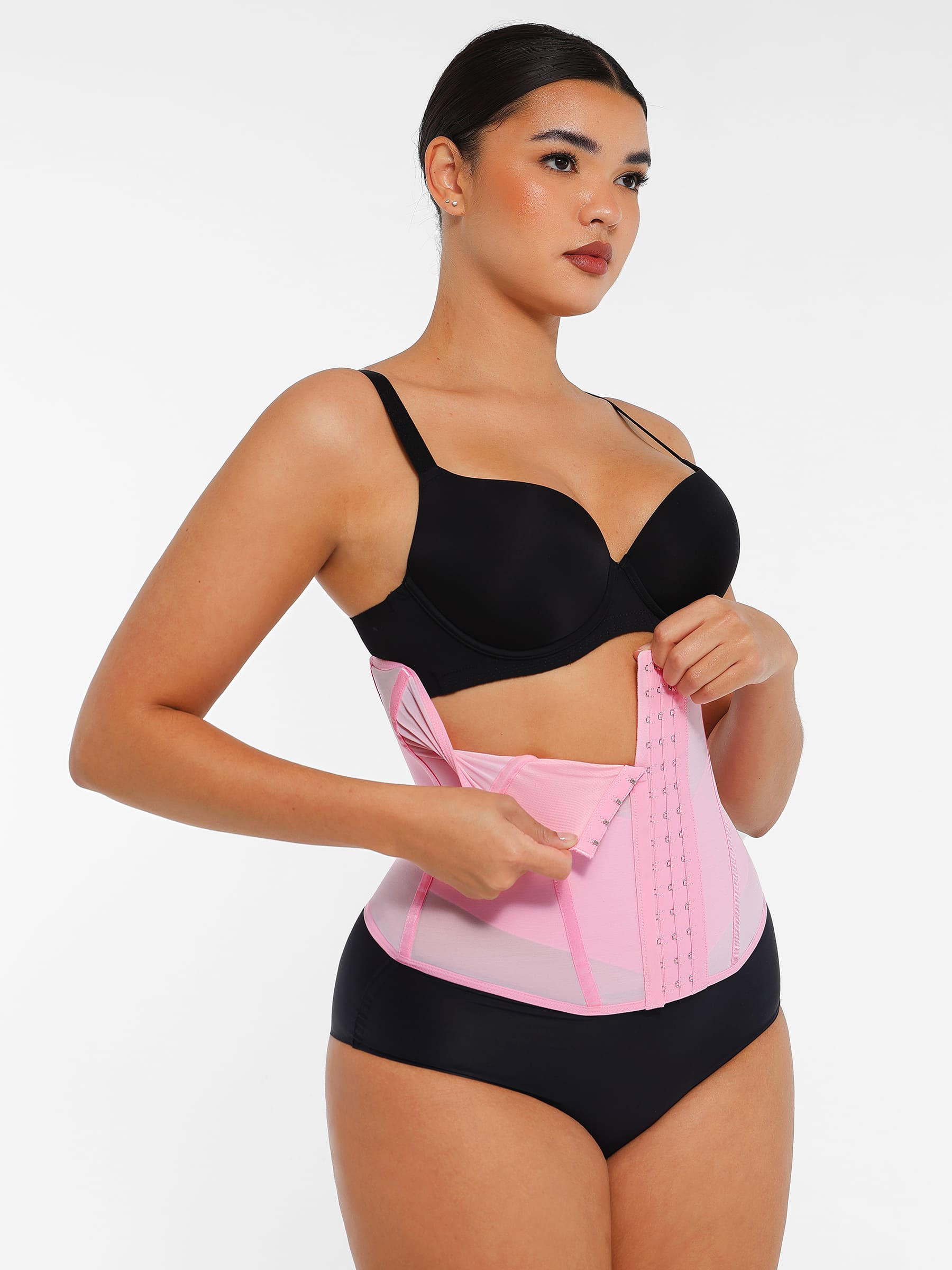 Feelingirl Women's Waist Trainer - High-Waisted Tummy Control Shapewear with Back Support - Pink