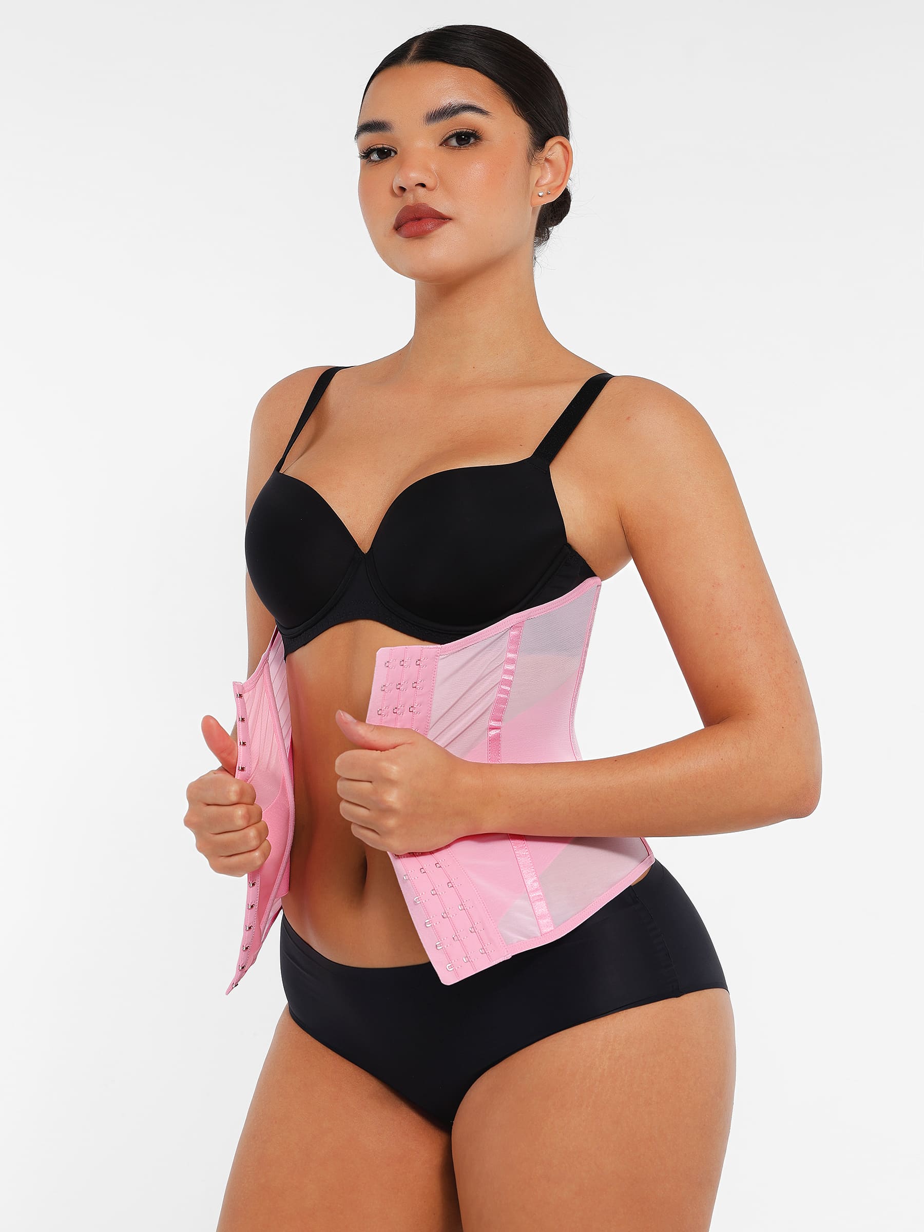 Feelingirl Women's Waist Trainer - High-Waisted Tummy Control Shapewear with Back Support - Pink