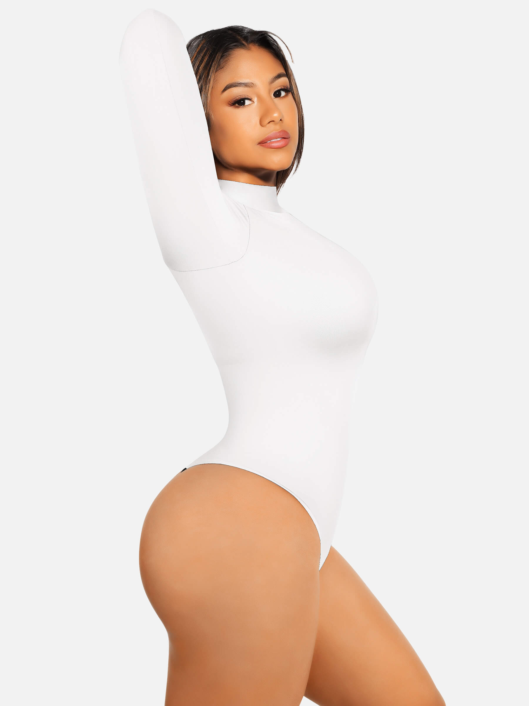 Feelingirl Long Sleeve Seamless Bodysuit Top Thong Bodysuit