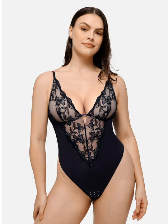 Feelingirl Lace Shapewear Thong Shaping Bodysuit