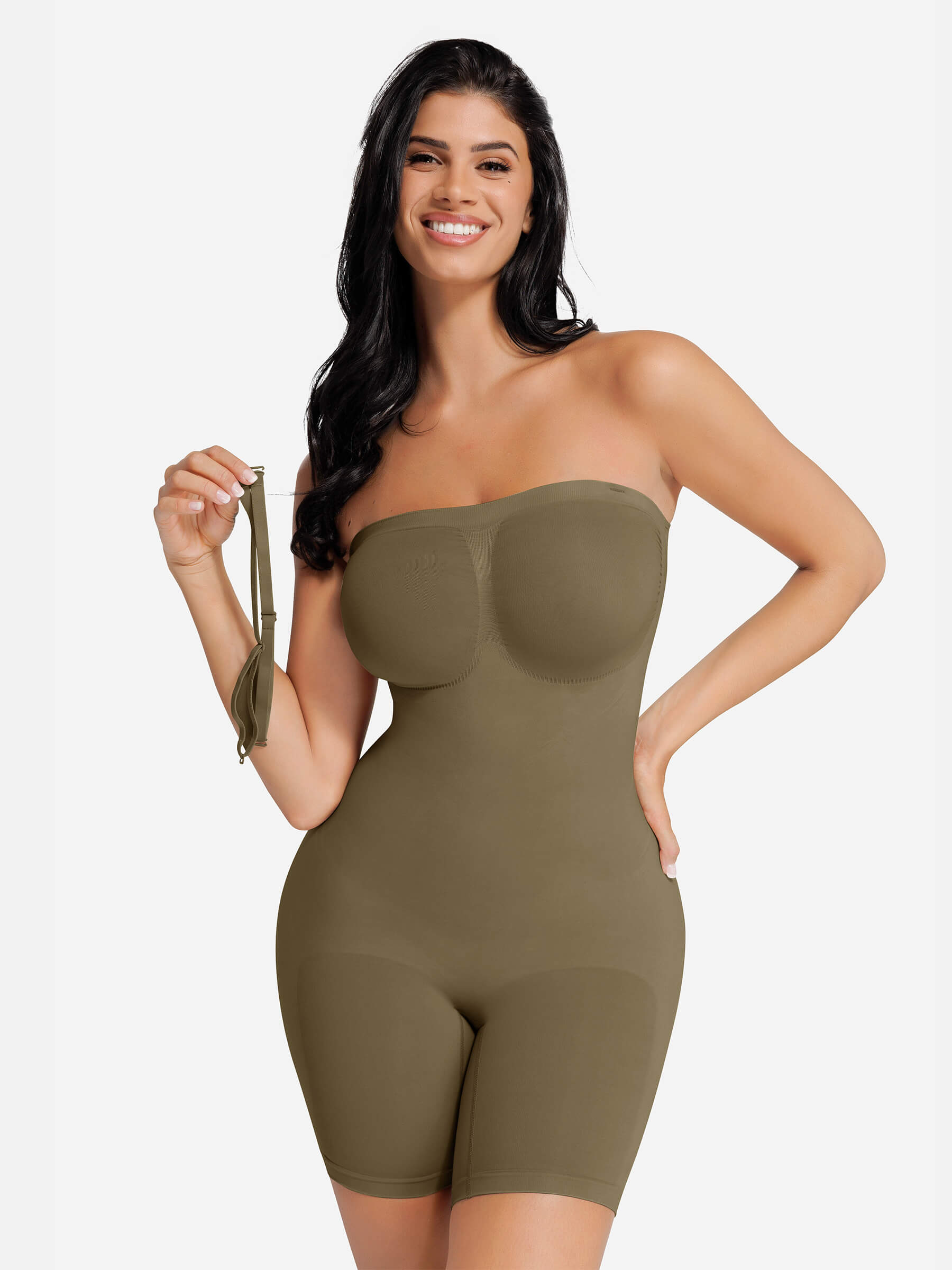 Feelingirl Seamless Strapless Bodysuit with Removable Straps