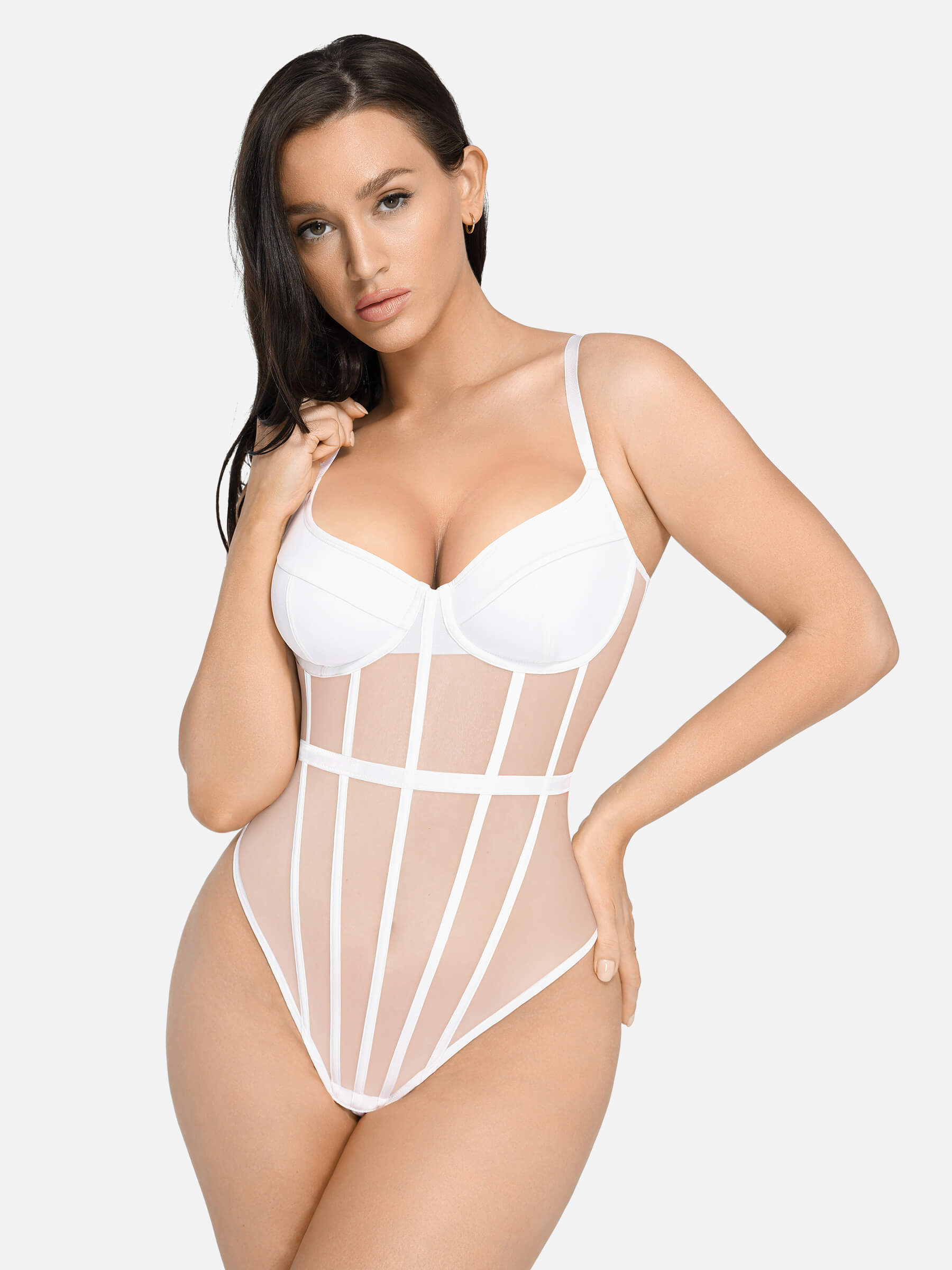 Feelingirl Sexy Corset Bodysuit with Built-in Bra Shapewear