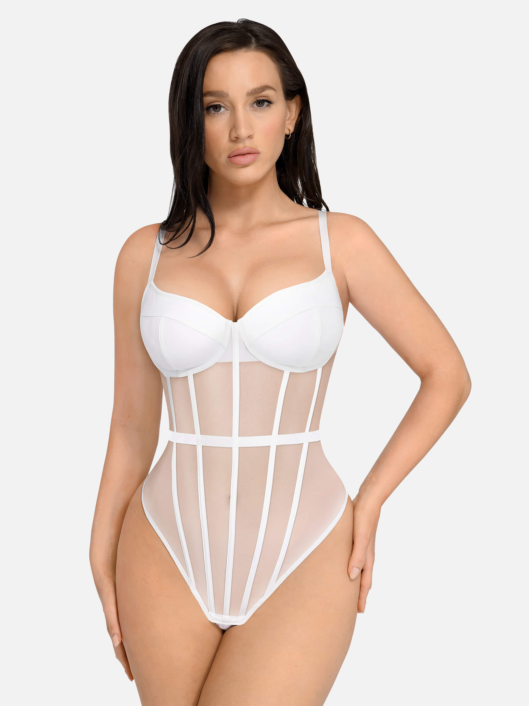 Feelingirl Sexy Corset Bodysuit with Built-in Bra Shapewear