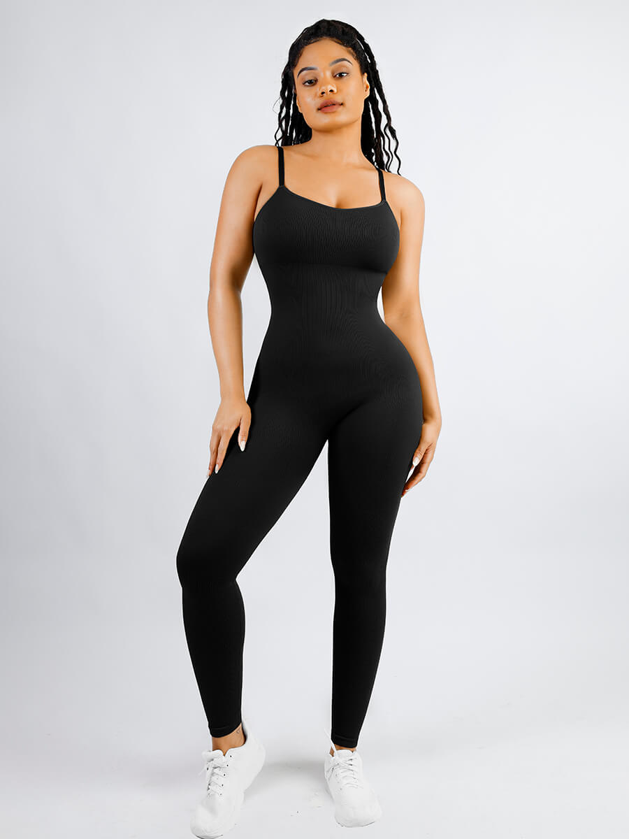 Feelingirl Spaghetti Strap Seamless Sculpted Jumpsuit
