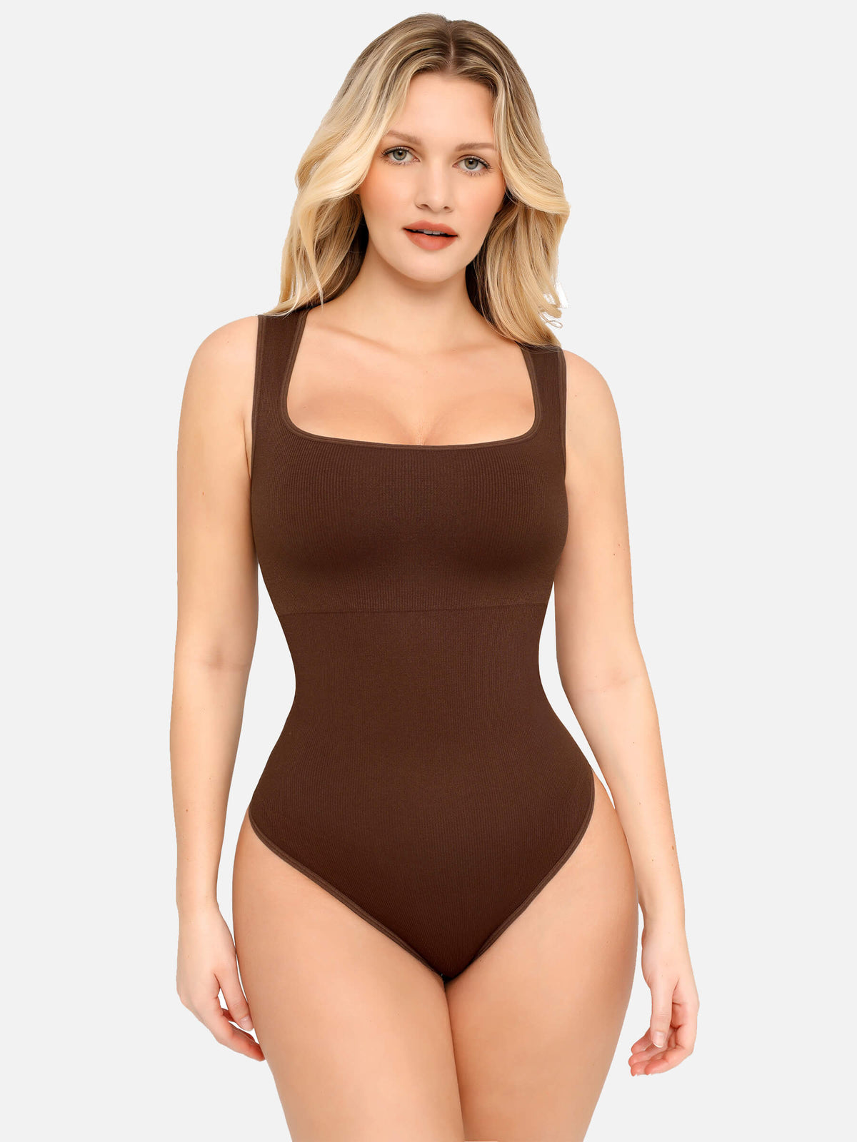 Feelingirl Square Neck Belly Smoothing Thong Bodysuit