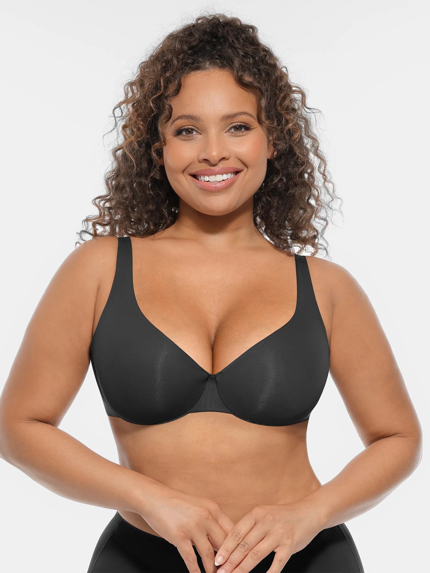 Feelingirl Unpadded Underwired Deep V-Neck Side Support Bra