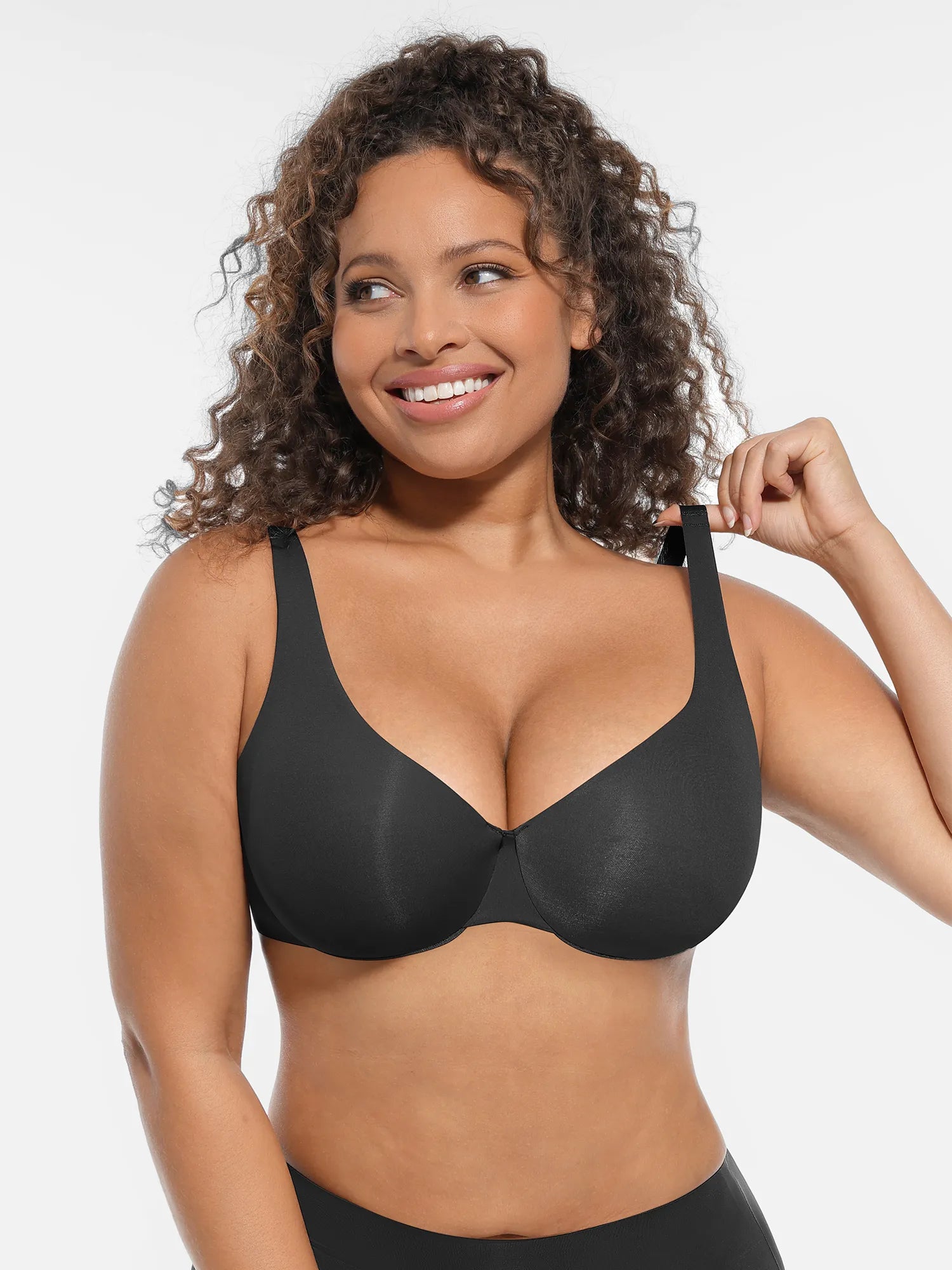 Feelingirl Unpadded Underwired Deep V-Neck Side Support Bra