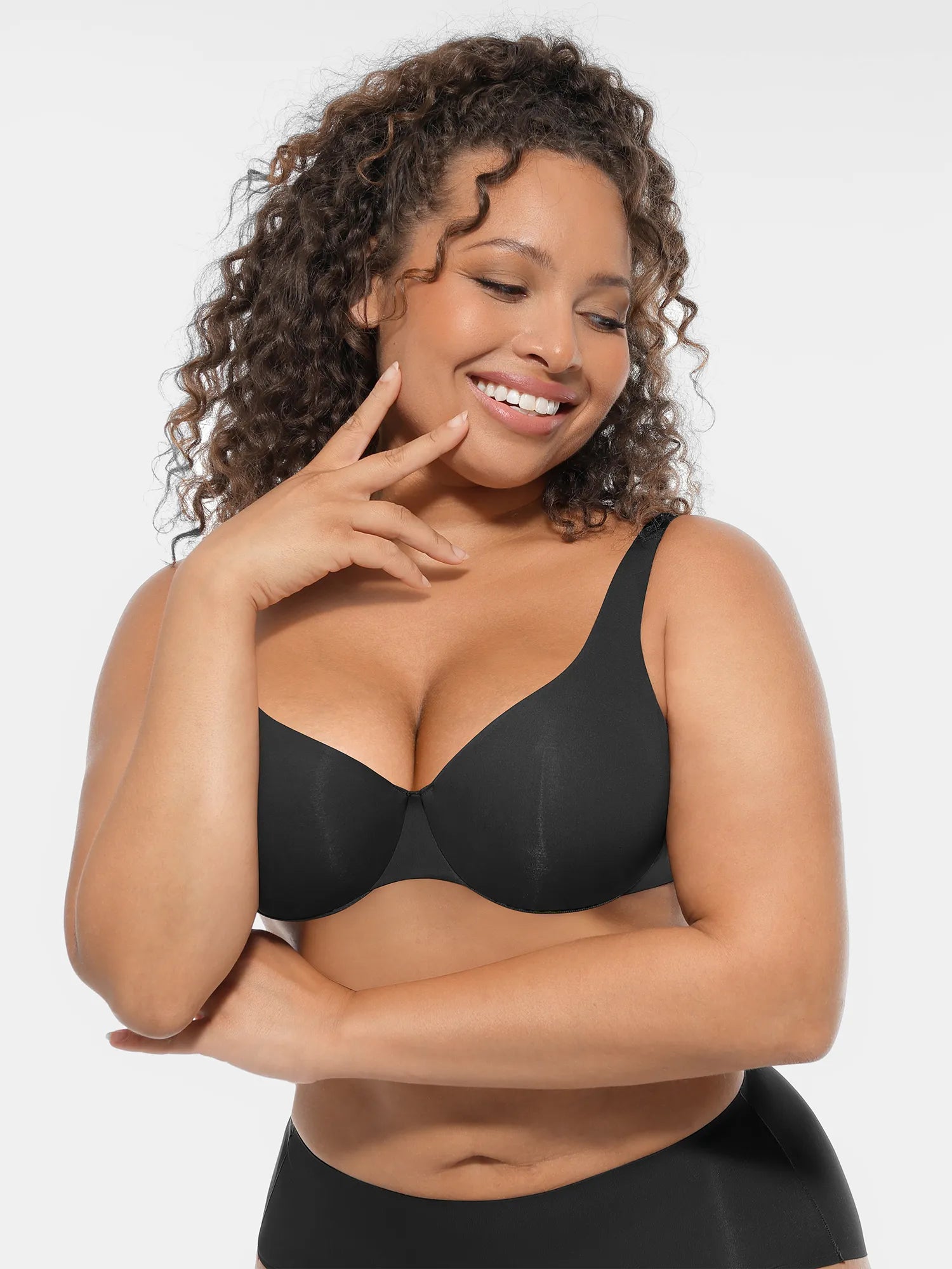 Feelingirl Unpadded Underwired Deep V-Neck Side Support Bra