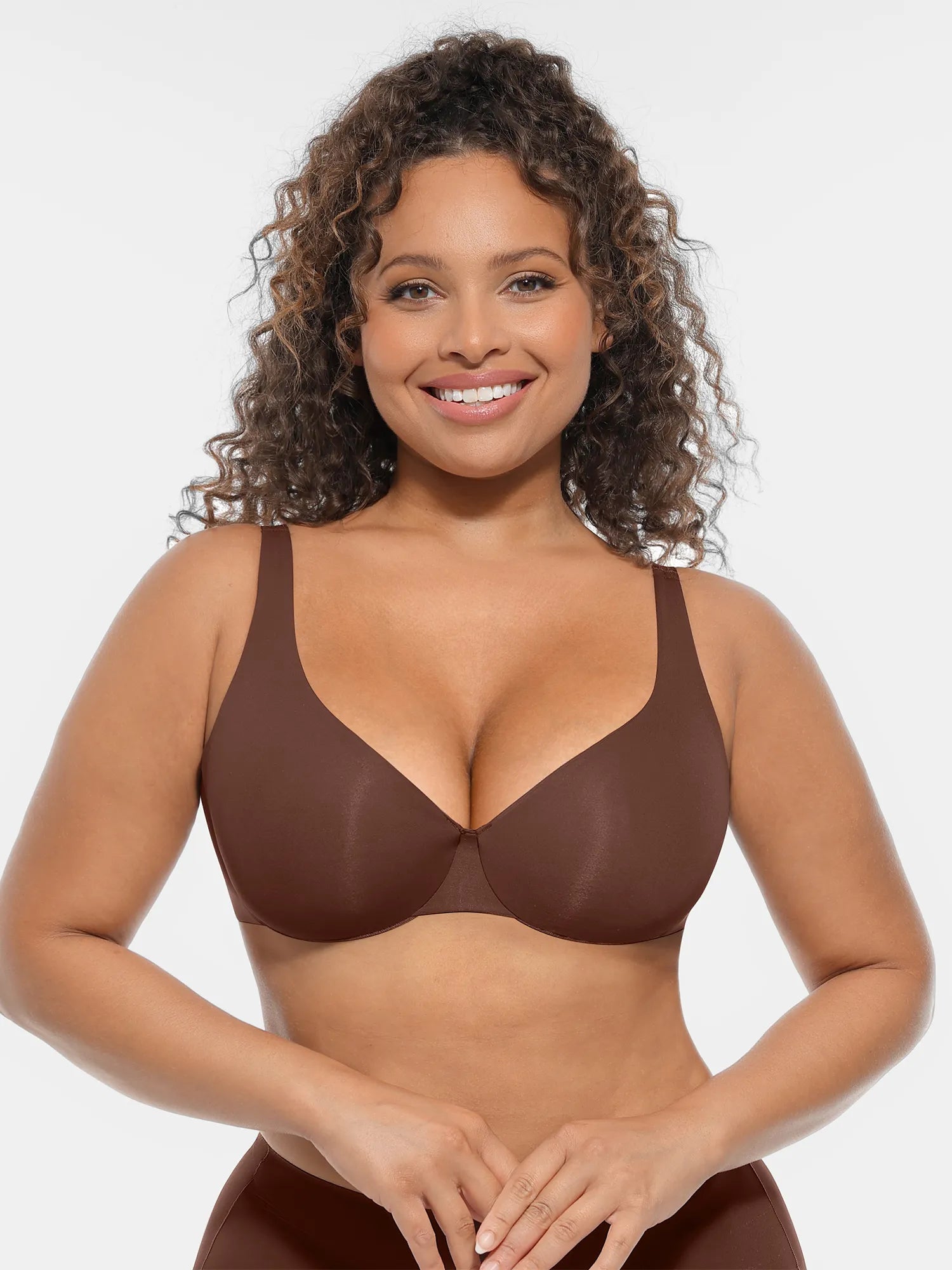 Feelingirl Unpadded Underwired Deep V-Neck Side Support Bra
