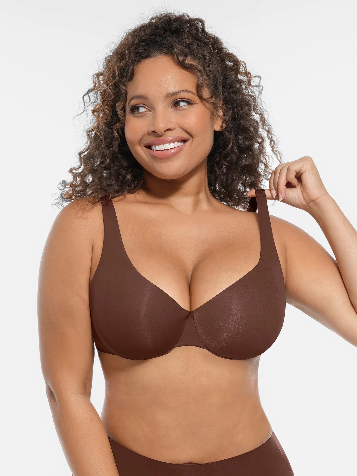 Feelingirl Unpadded Underwired Deep V-Neck Side Support Bra