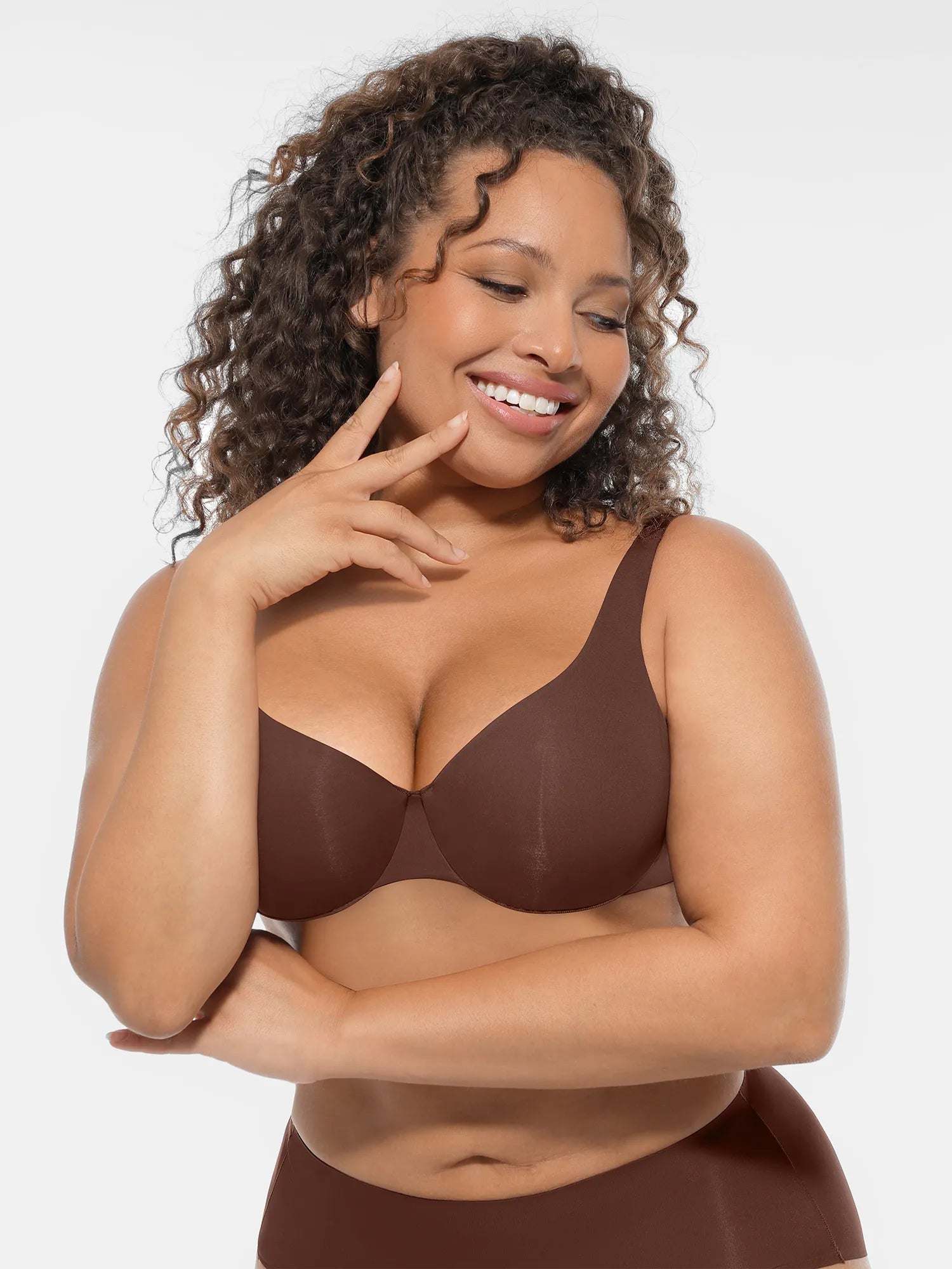 Feelingirl Unpadded Underwired Deep V-Neck Side Support Bra
