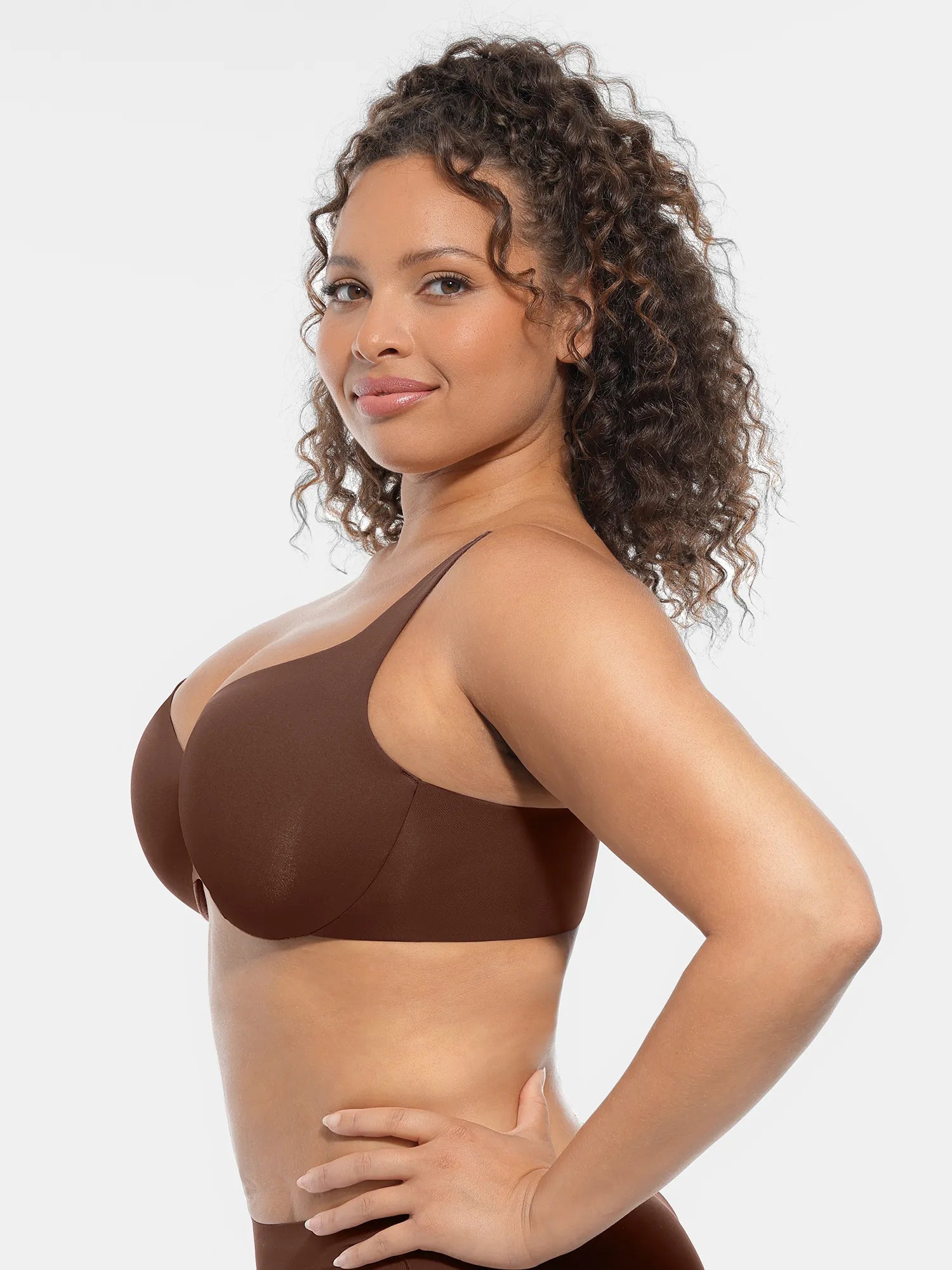 Feelingirl Unpadded Underwired Deep V-Neck Side Support Bra