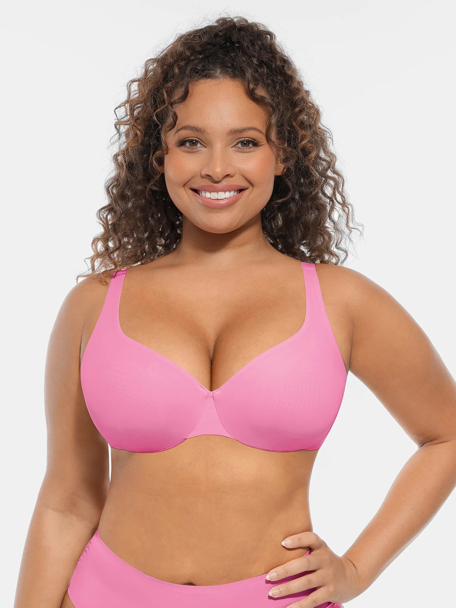 Feelingirl Unpadded Underwired Deep V-Neck Side Support Bra