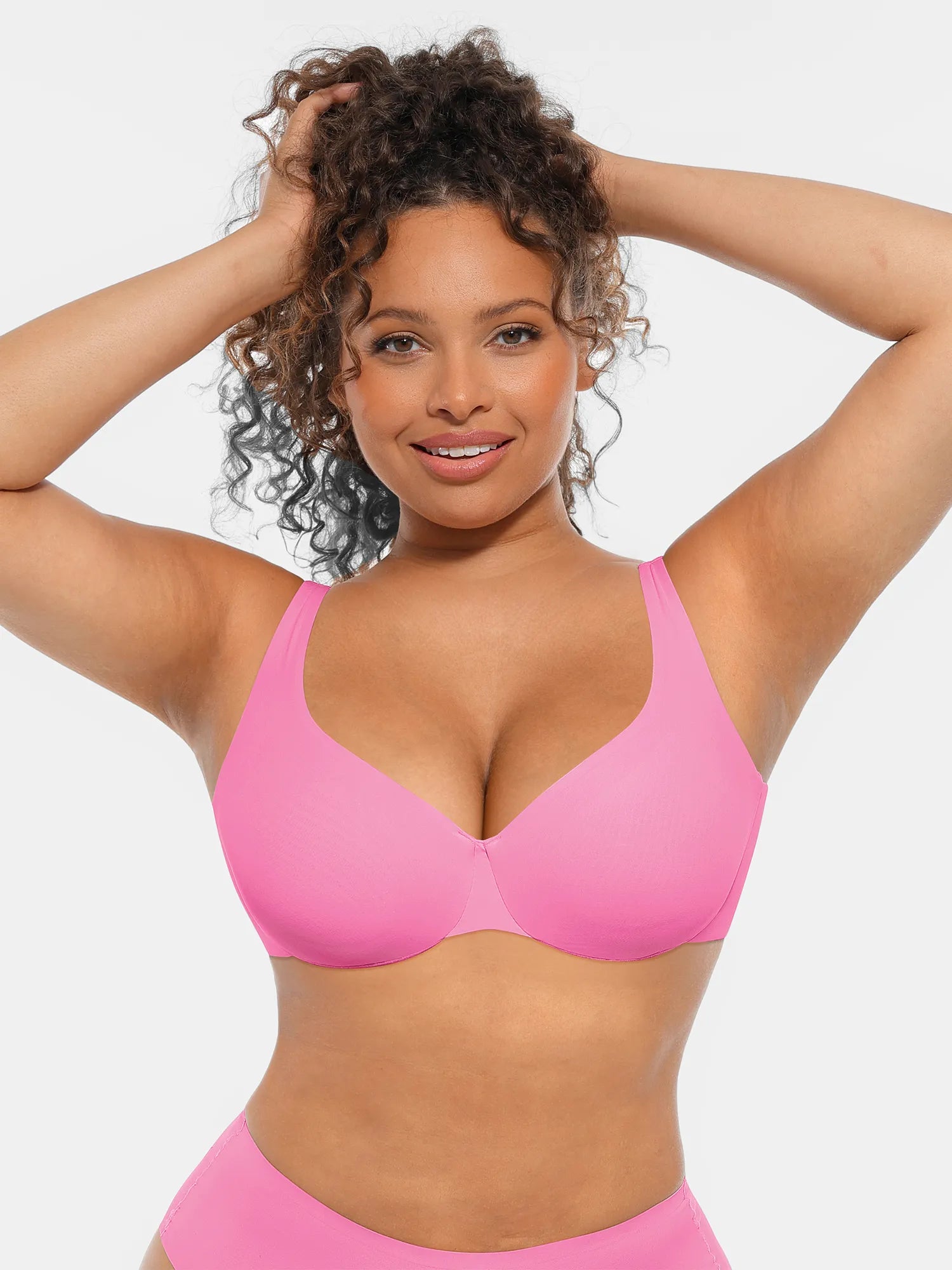 Feelingirl Unpadded Underwired Deep V-Neck Side Support Bra