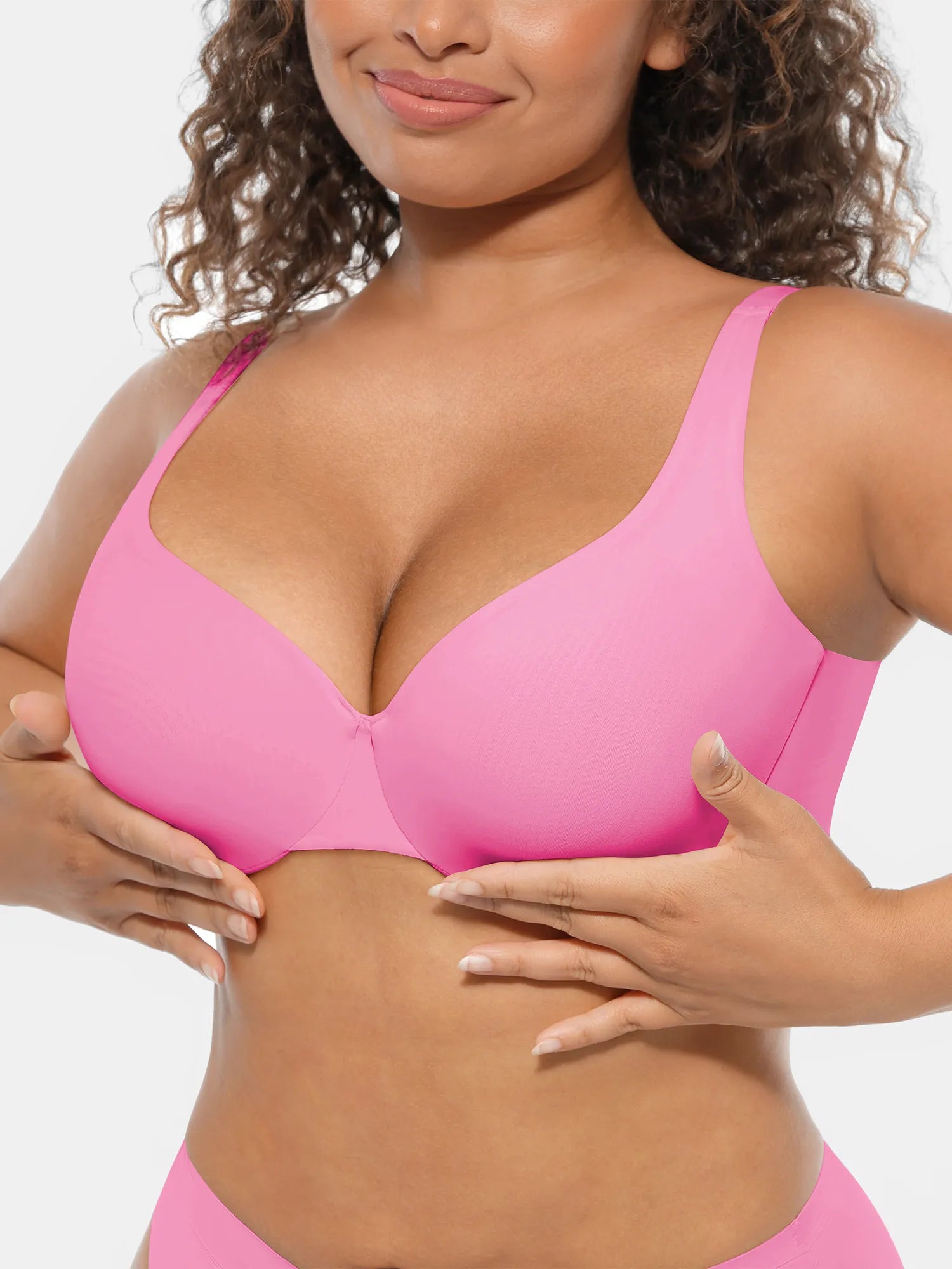 Feelingirl Unpadded Underwired Deep V-Neck Side Support Bra