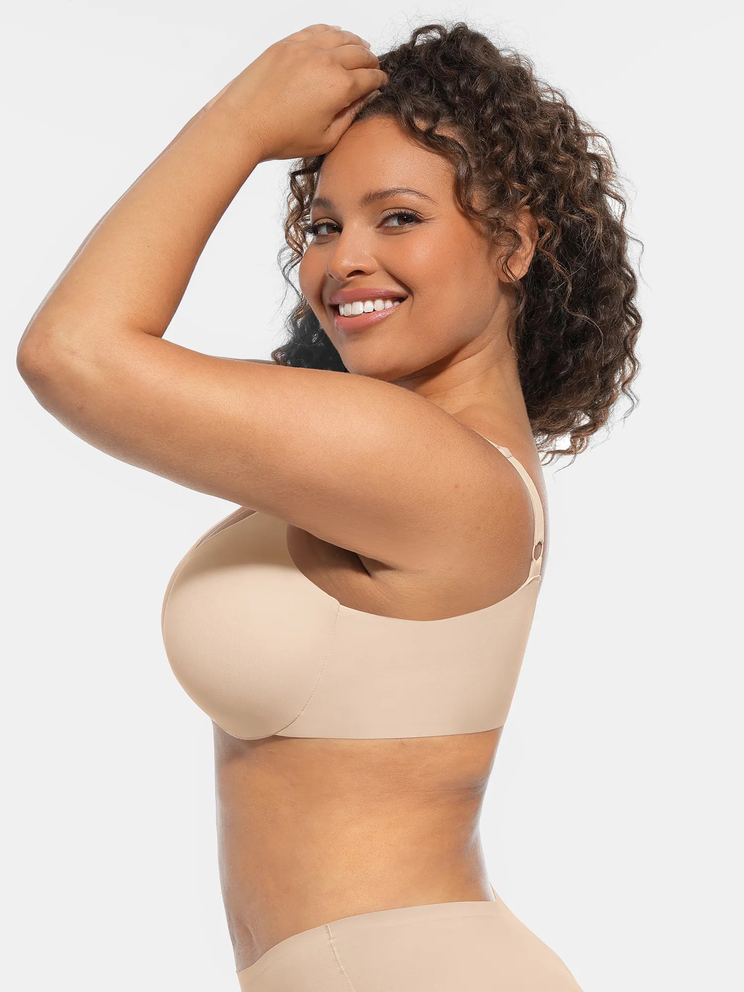 Feelingirl Unpadded Underwired Deep V-Neck Side Support Bra