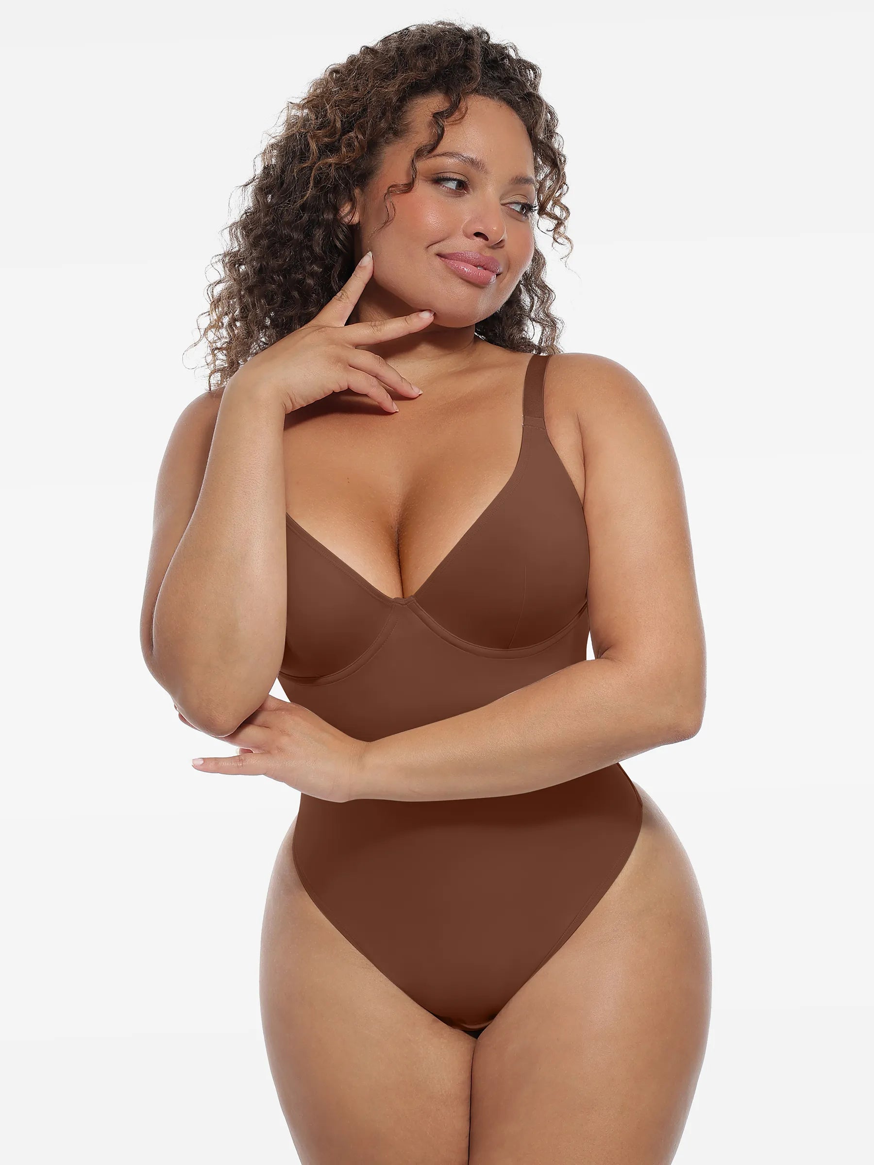 Feelingirl Shapewear-Bodysuit mit tiefem V-Ausschnitt und Bauchkontrolle