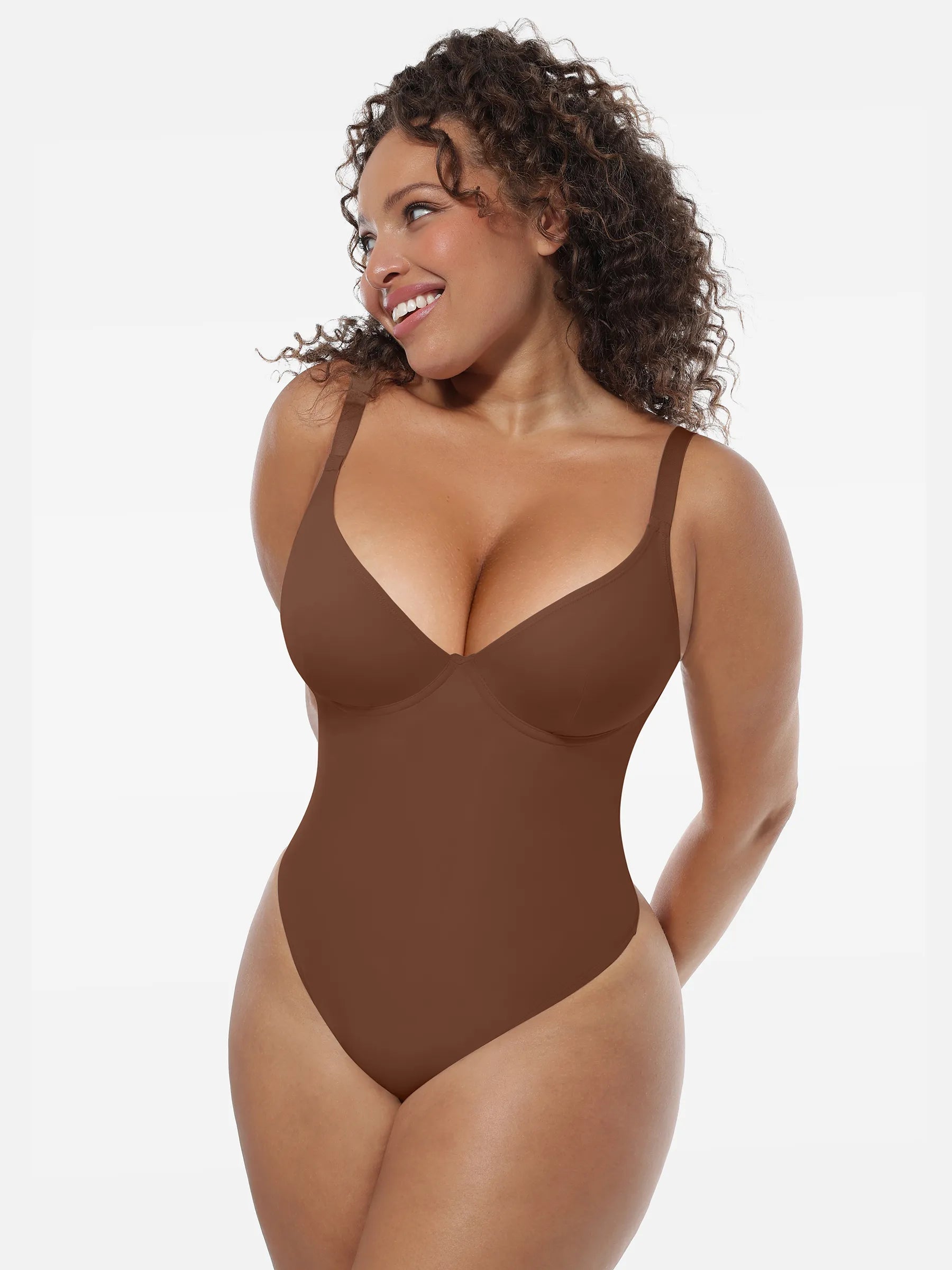 Feelingirl Shapewear-Bodysuit mit tiefem V-Ausschnitt und Bauchkontrolle
