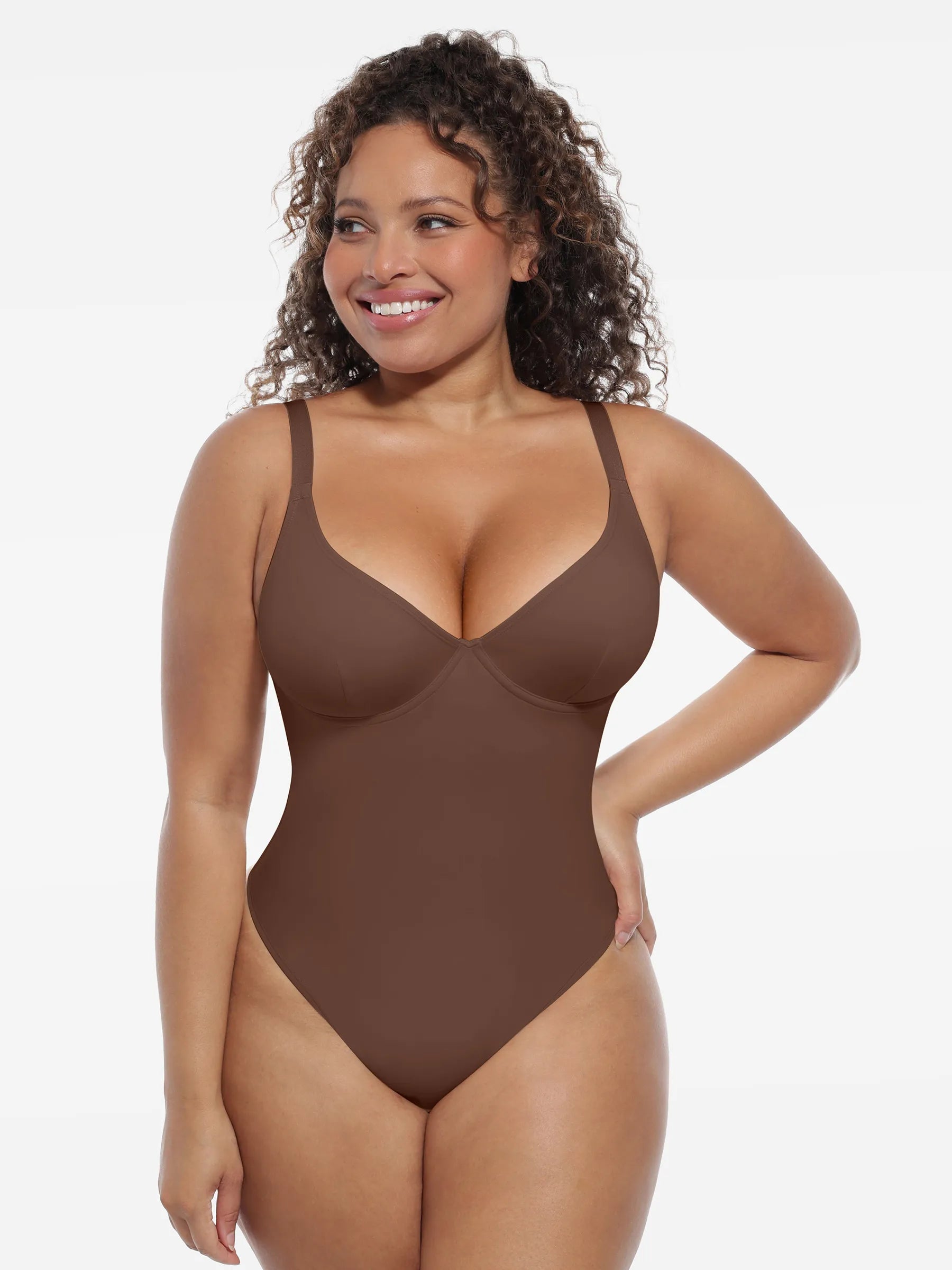 Feelingirl Shapewear-Bodysuit mit tiefem V-Ausschnitt und Bauchkontrolle