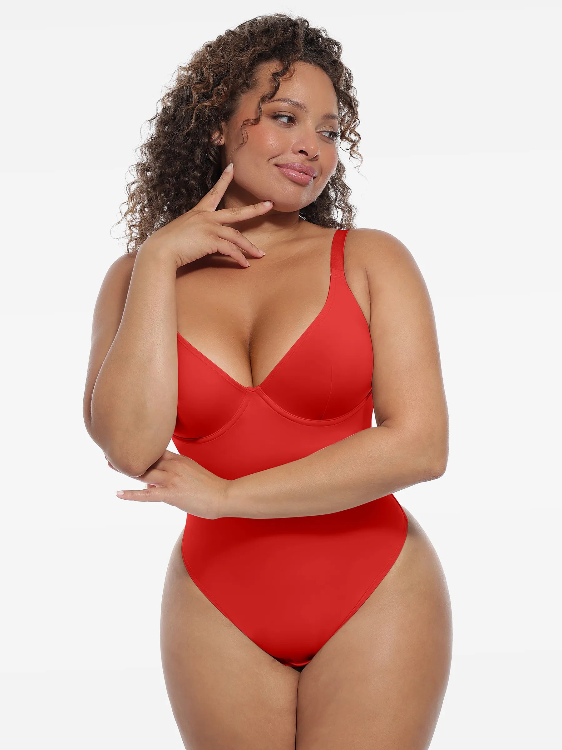 Feelingirl Shapewear-Bodysuit mit tiefem V-Ausschnitt und Bauchkontrolle