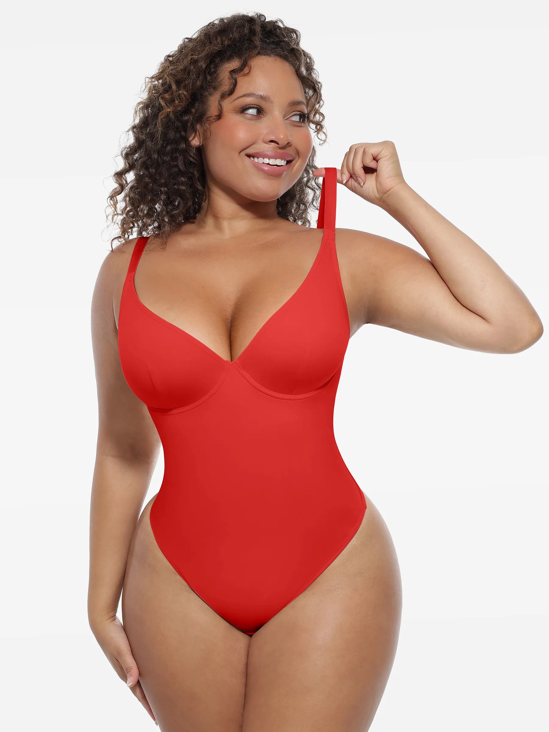 Feelingirl Shapewear-Bodysuit mit tiefem V-Ausschnitt und Bauchkontrolle