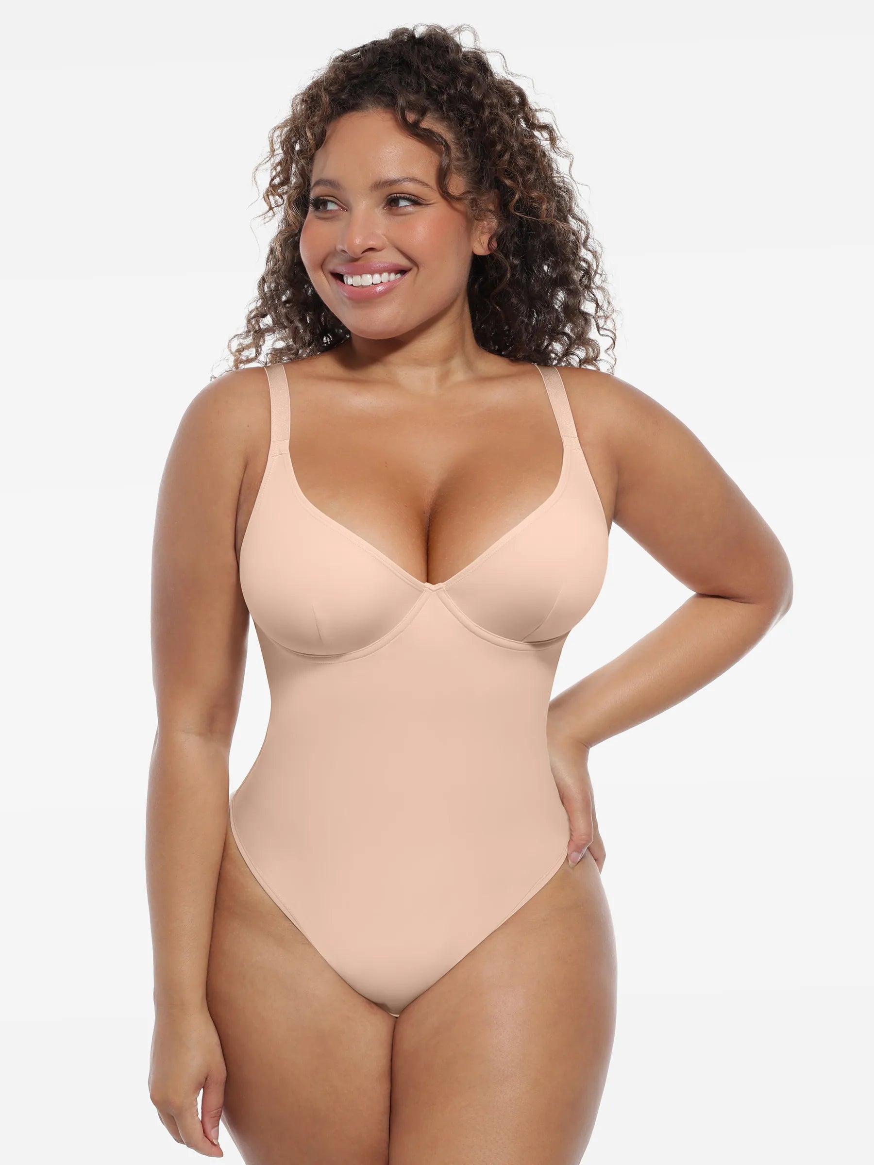 Feelingirl Shapewear-Bodysuit mit tiefem V-Ausschnitt und Bauchkontrolle