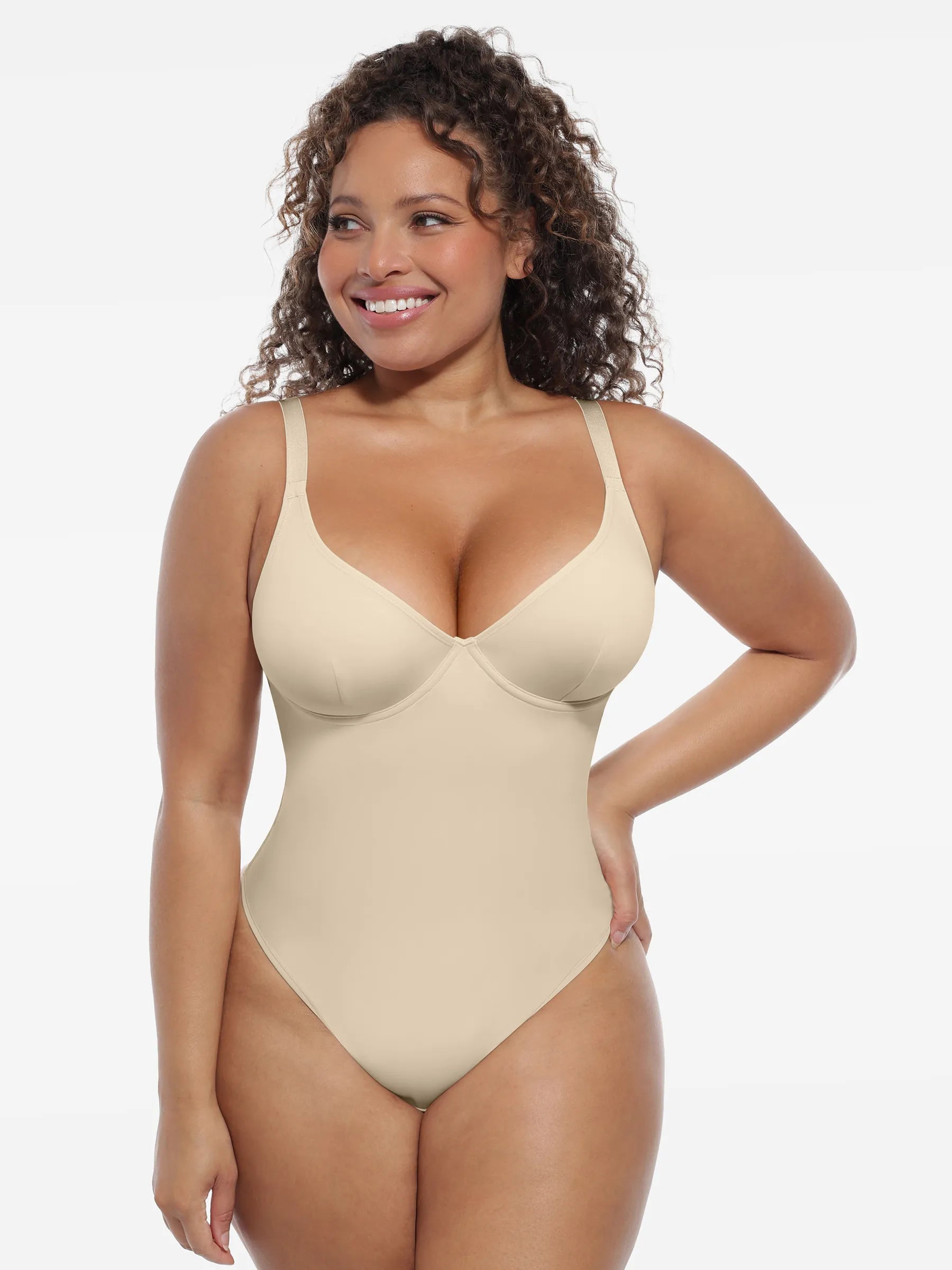 Feelingirl Shapewear-Bodysuit mit tiefem V-Ausschnitt und Bauchkontrolle