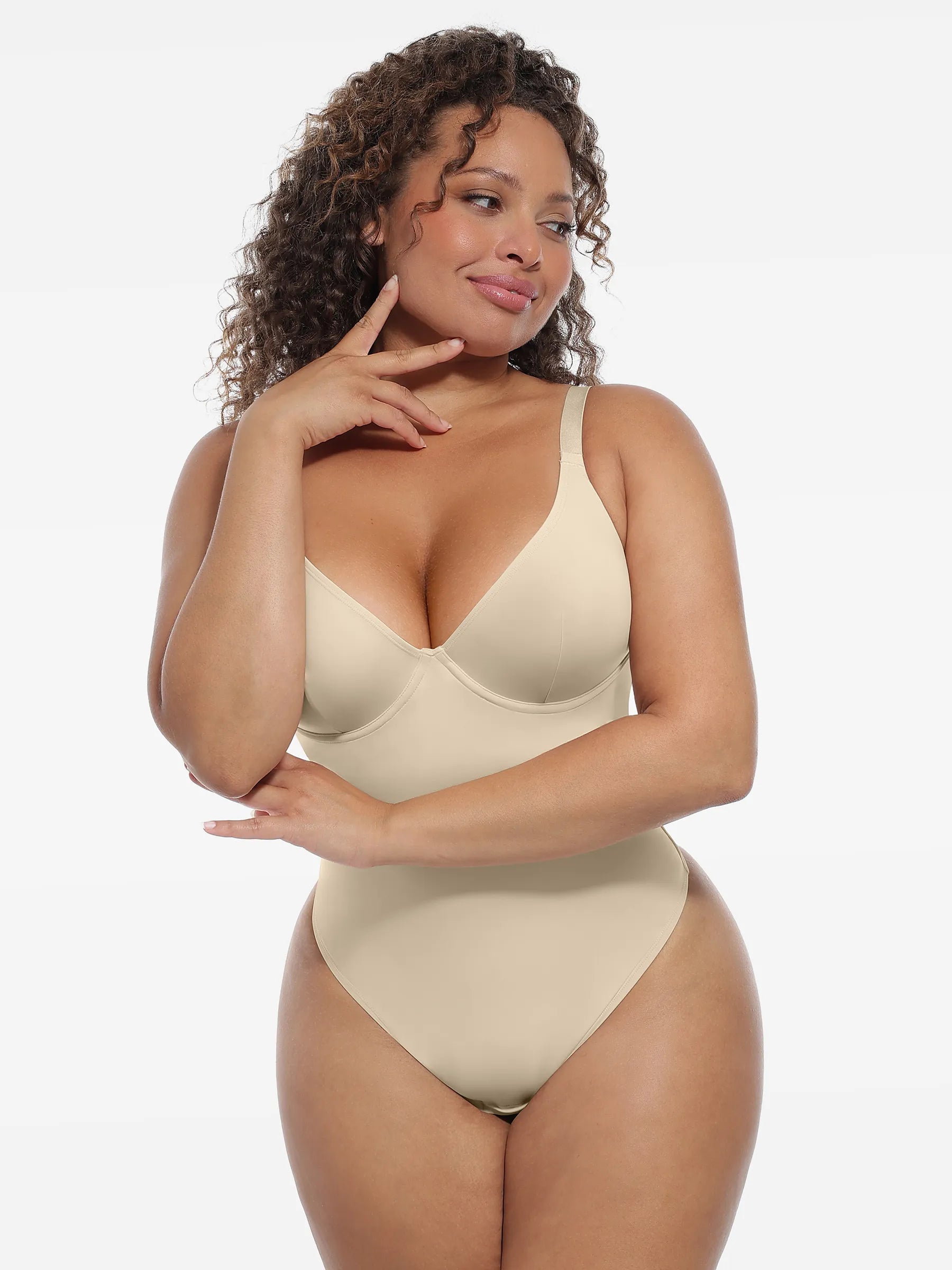 Feelingirl Shapewear-Bodysuit mit tiefem V-Ausschnitt und Bauchkontrolle