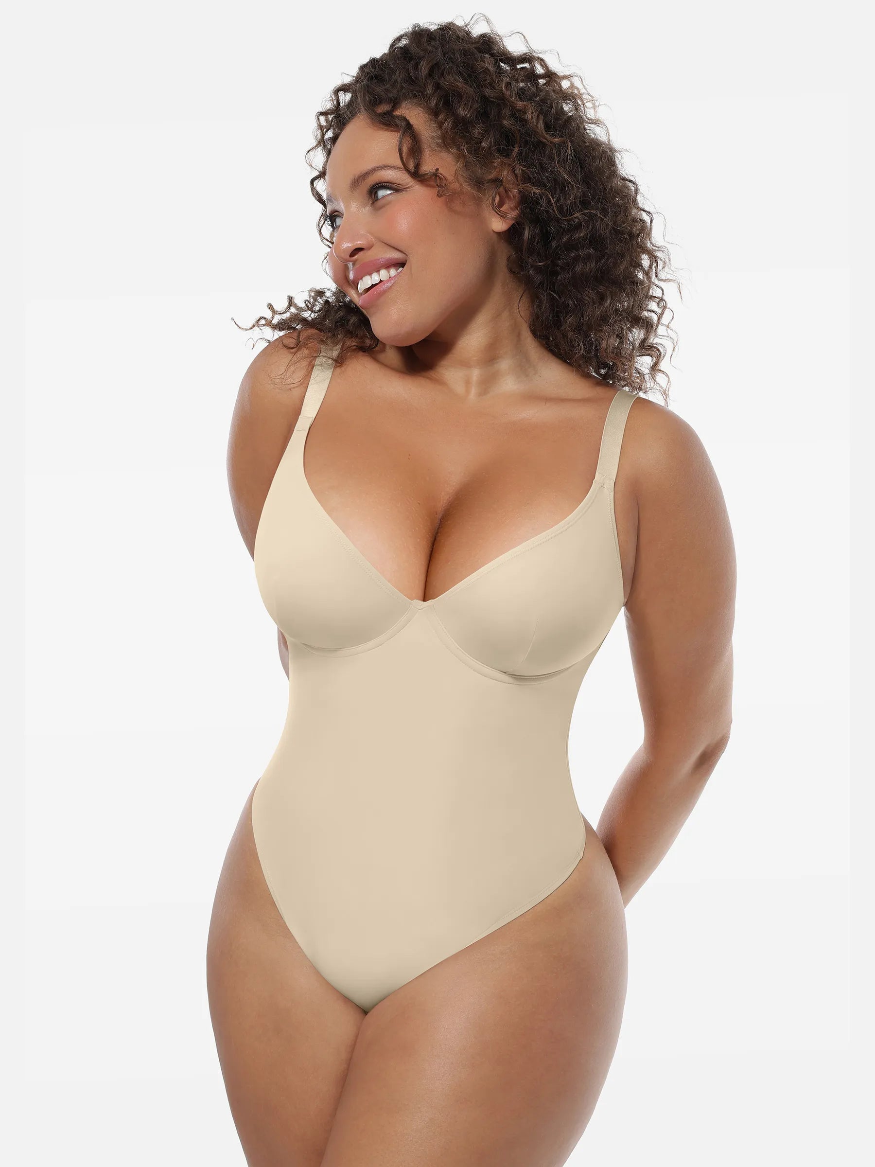 Feelingirl Shapewear-Bodysuit mit tiefem V-Ausschnitt und Bauchkontrolle