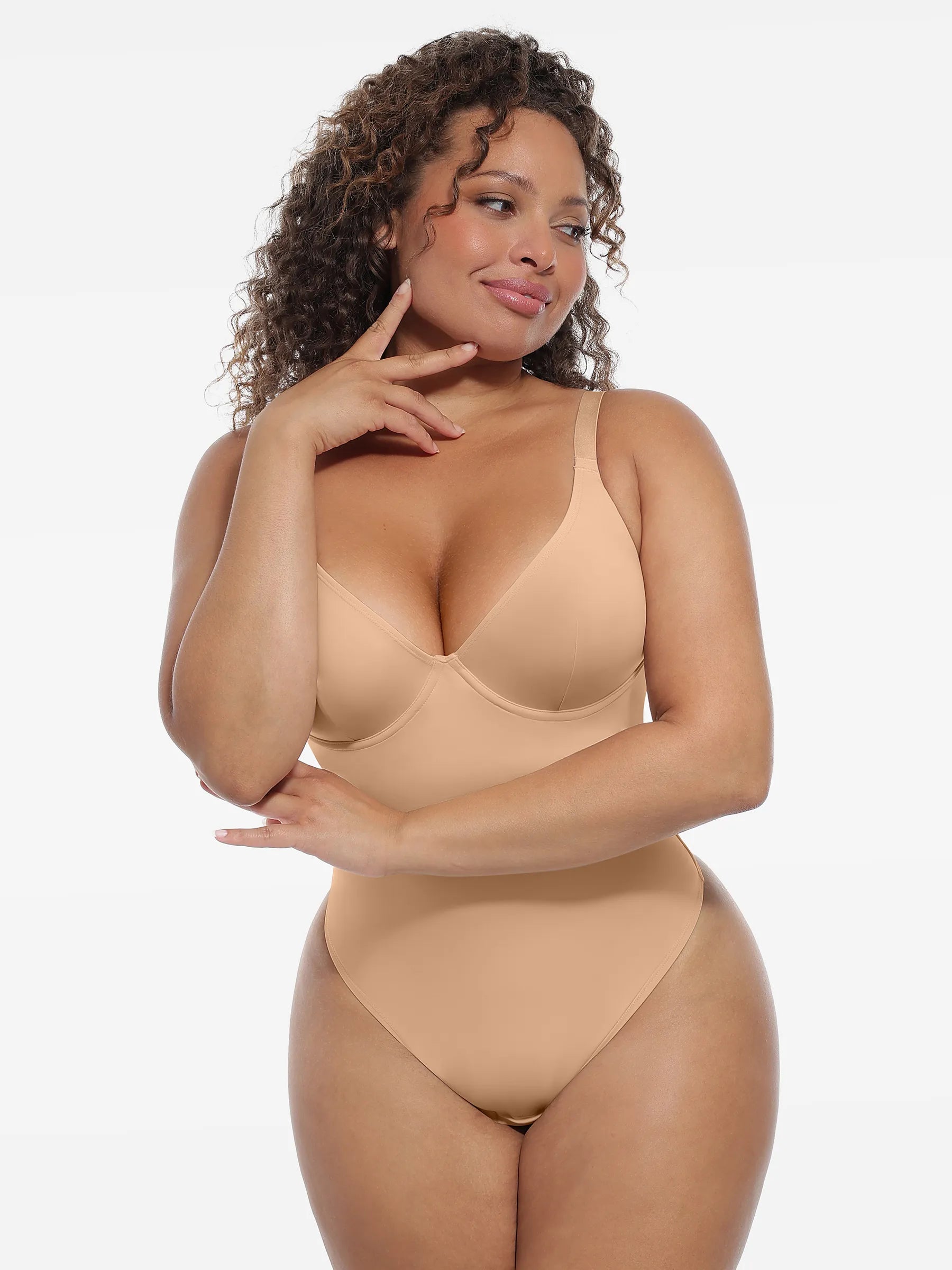 Feelingirl Shapewear-Bodysuit mit tiefem V-Ausschnitt und Bauchkontrolle