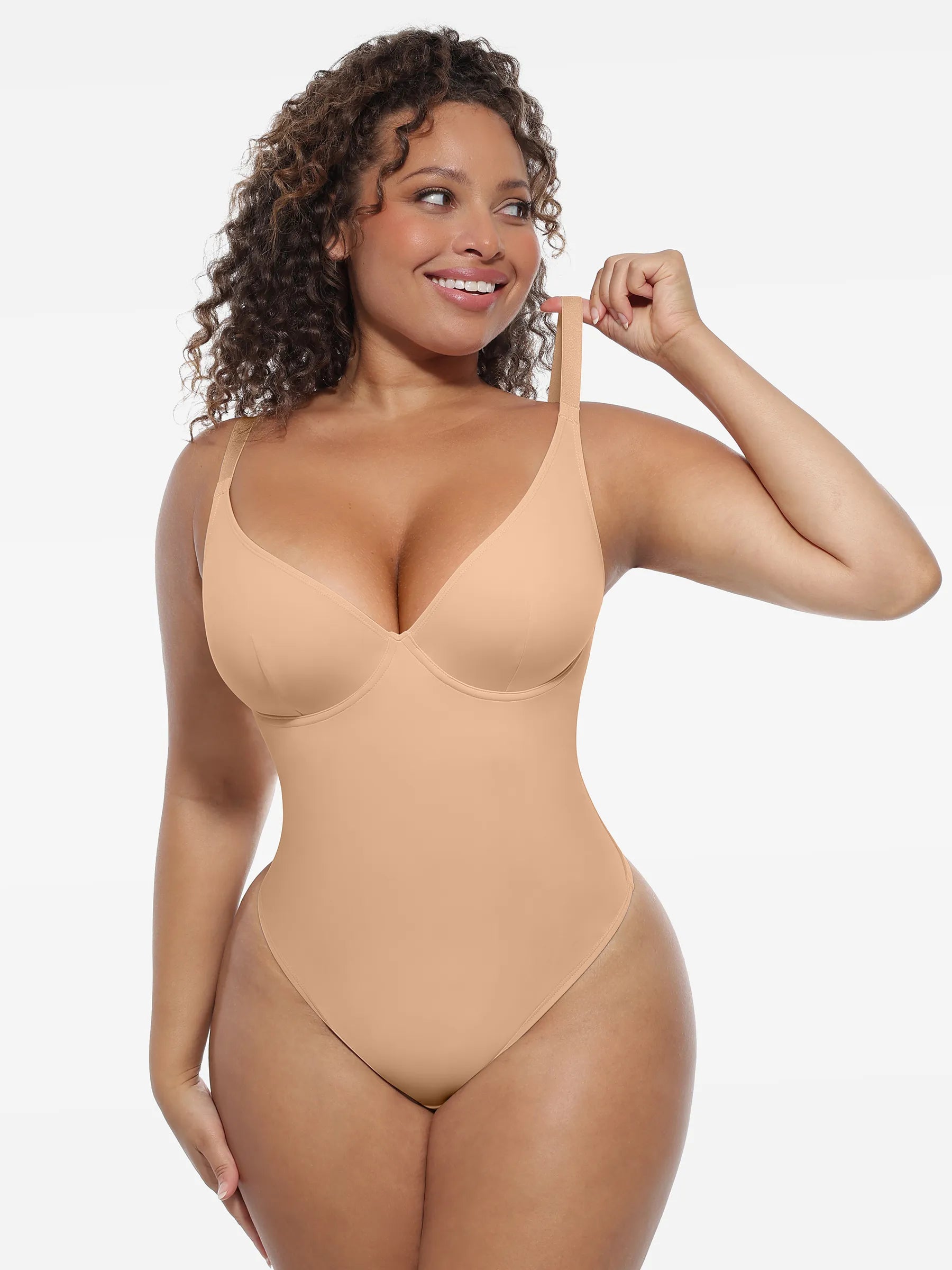 Feelingirl Shapewear-Bodysuit mit tiefem V-Ausschnitt und Bauchkontrolle