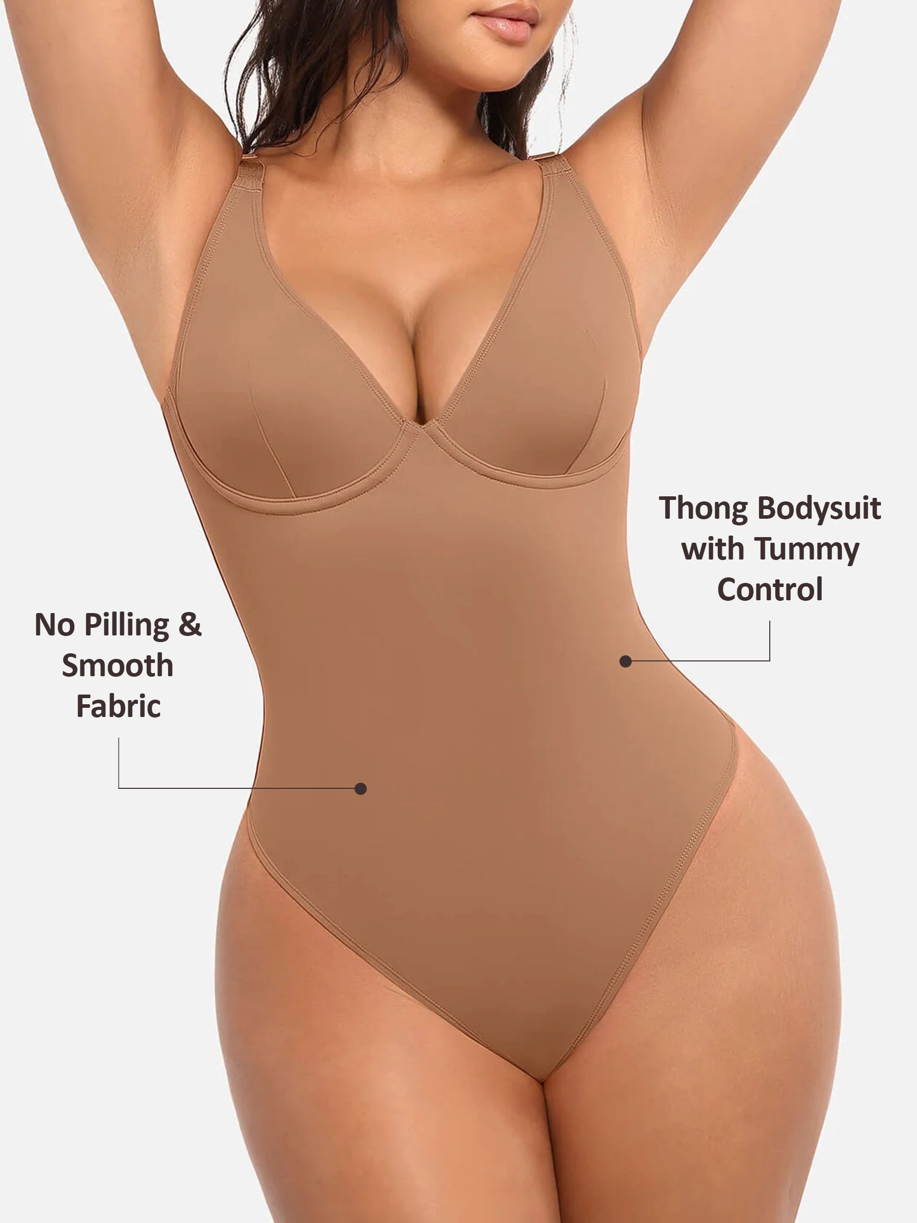 Feelingirl Deep V Neck Tummy Control Shapewear Bodysuit [BOGO]