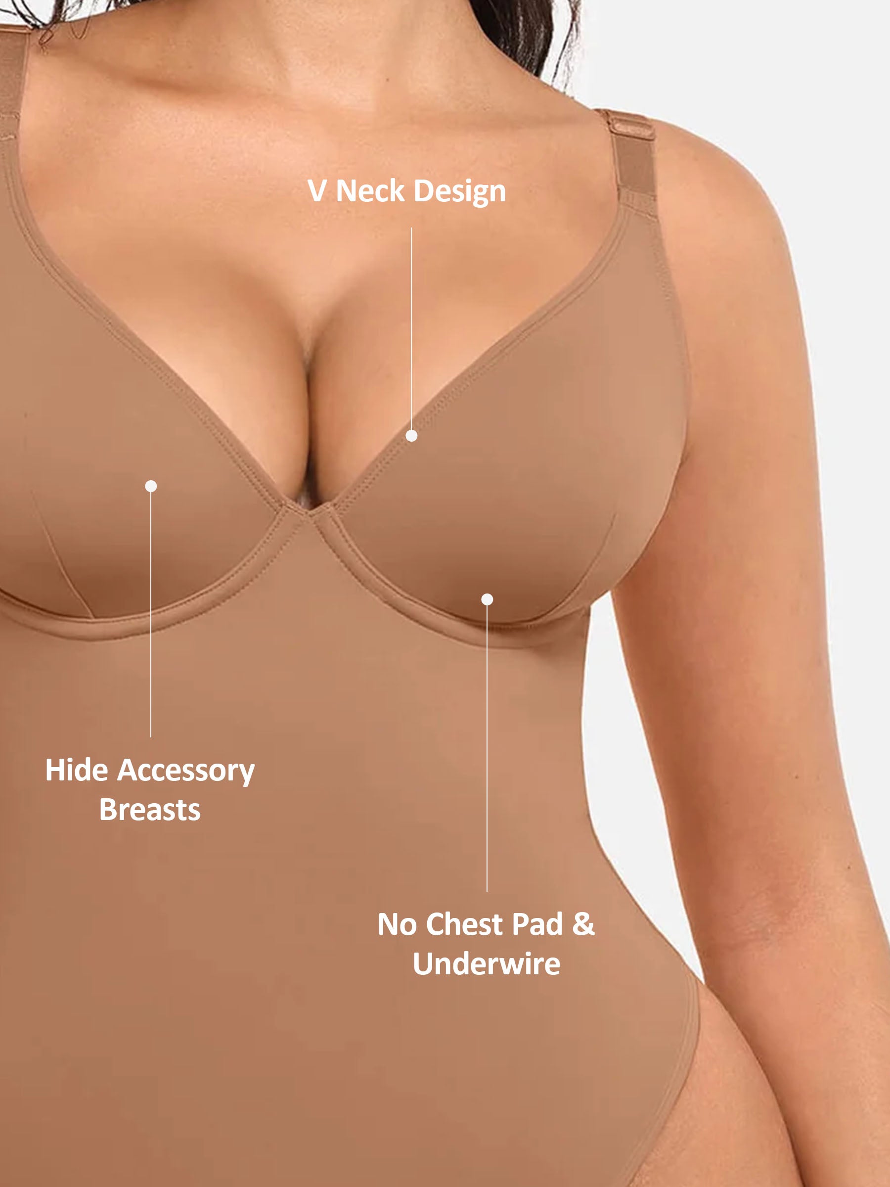 Feelingirl Deep V Neck Tummy Control Shapewear Bodysuit [BOGO]
