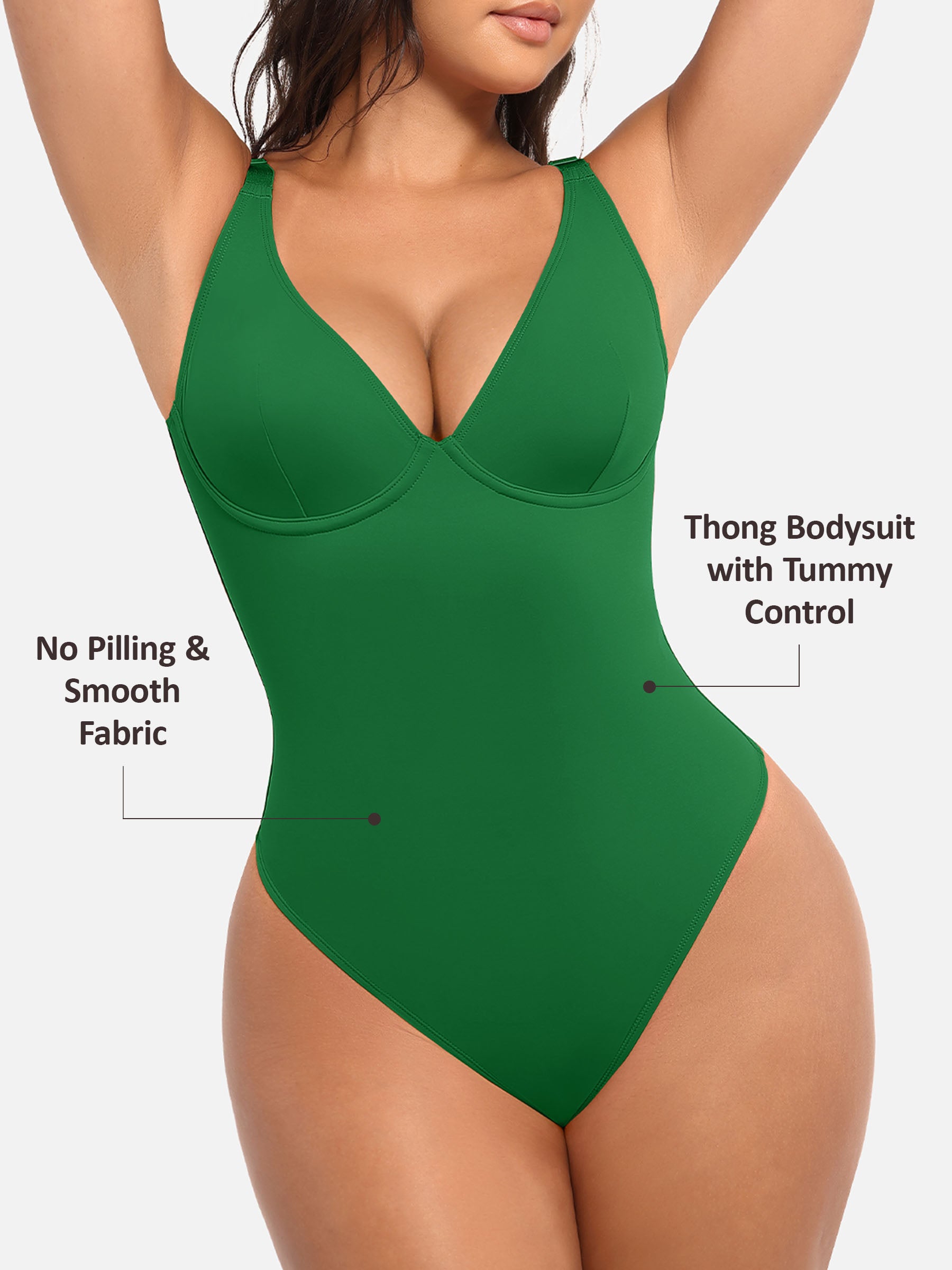 Feelingirl Deep V Neck Tummy Control Shapewear Bodysuit [BOGO]