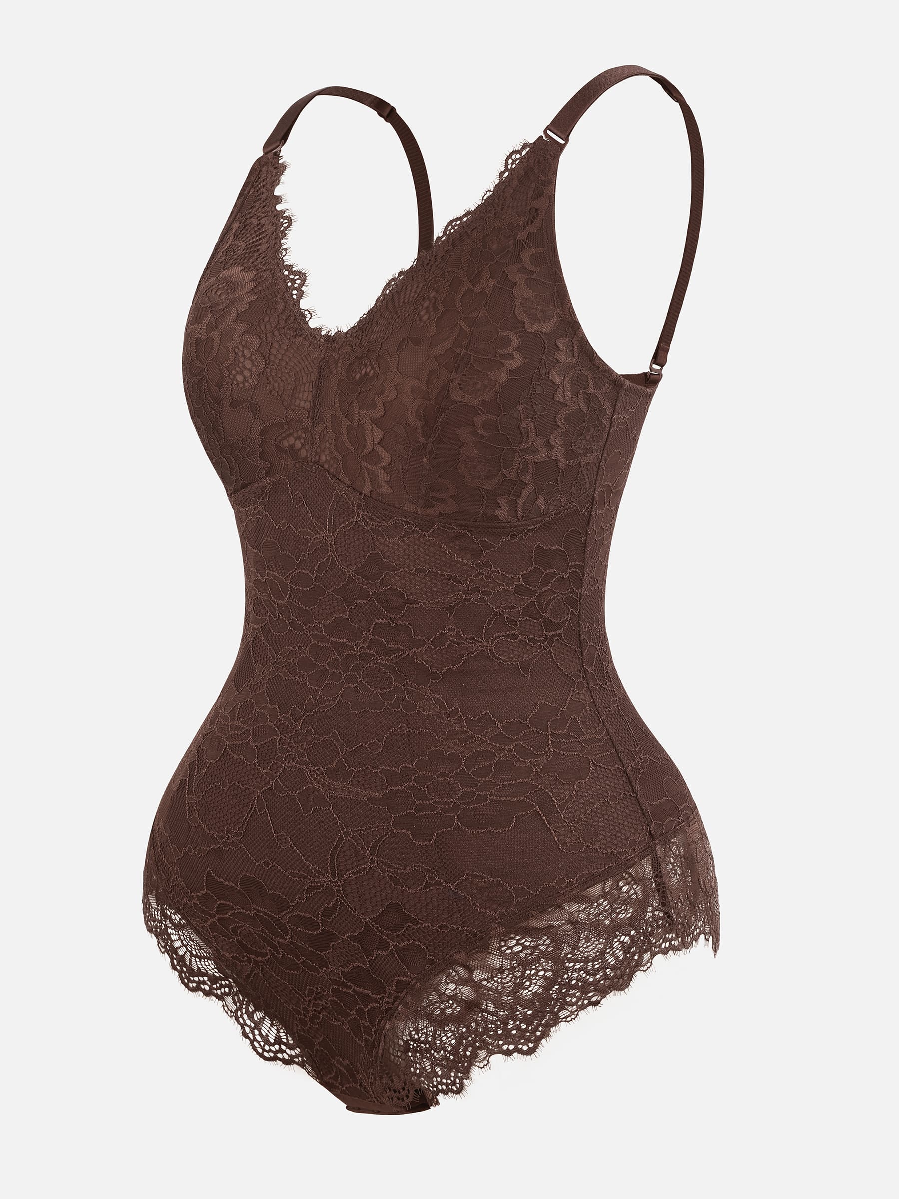 Feelingirl-V-Neck-Bodysuit-with-Lace-Fabric-BN5