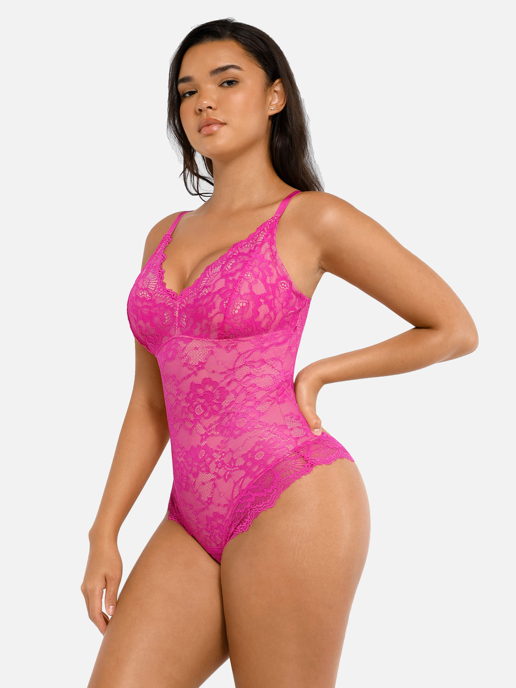 Feelingirl-V-Neck-Bodysuit-with-Lace-Fabric-PK5