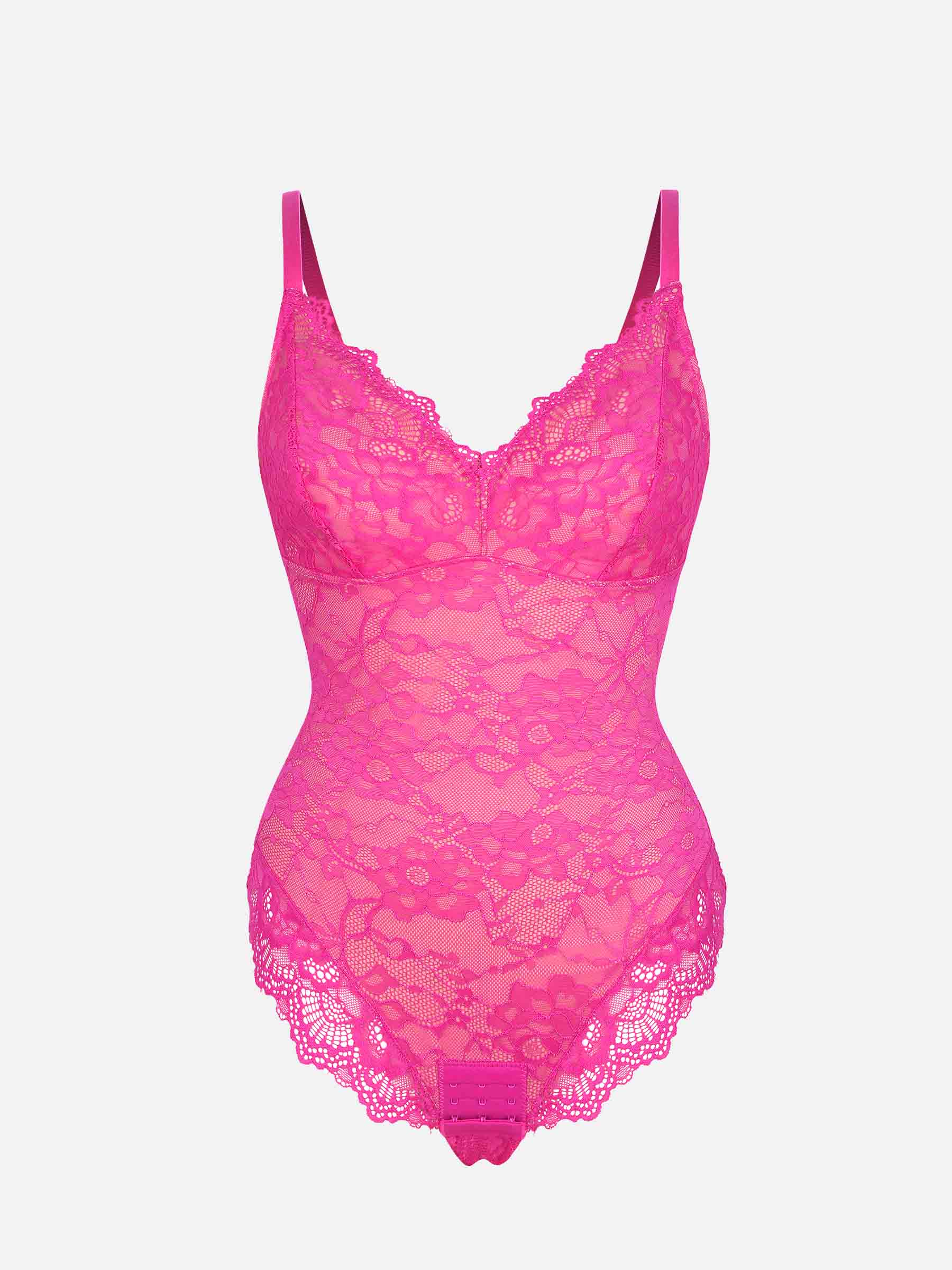 Feelingirl-V-Neck-Bodysuit-with-Lace-Fabric-PK5
