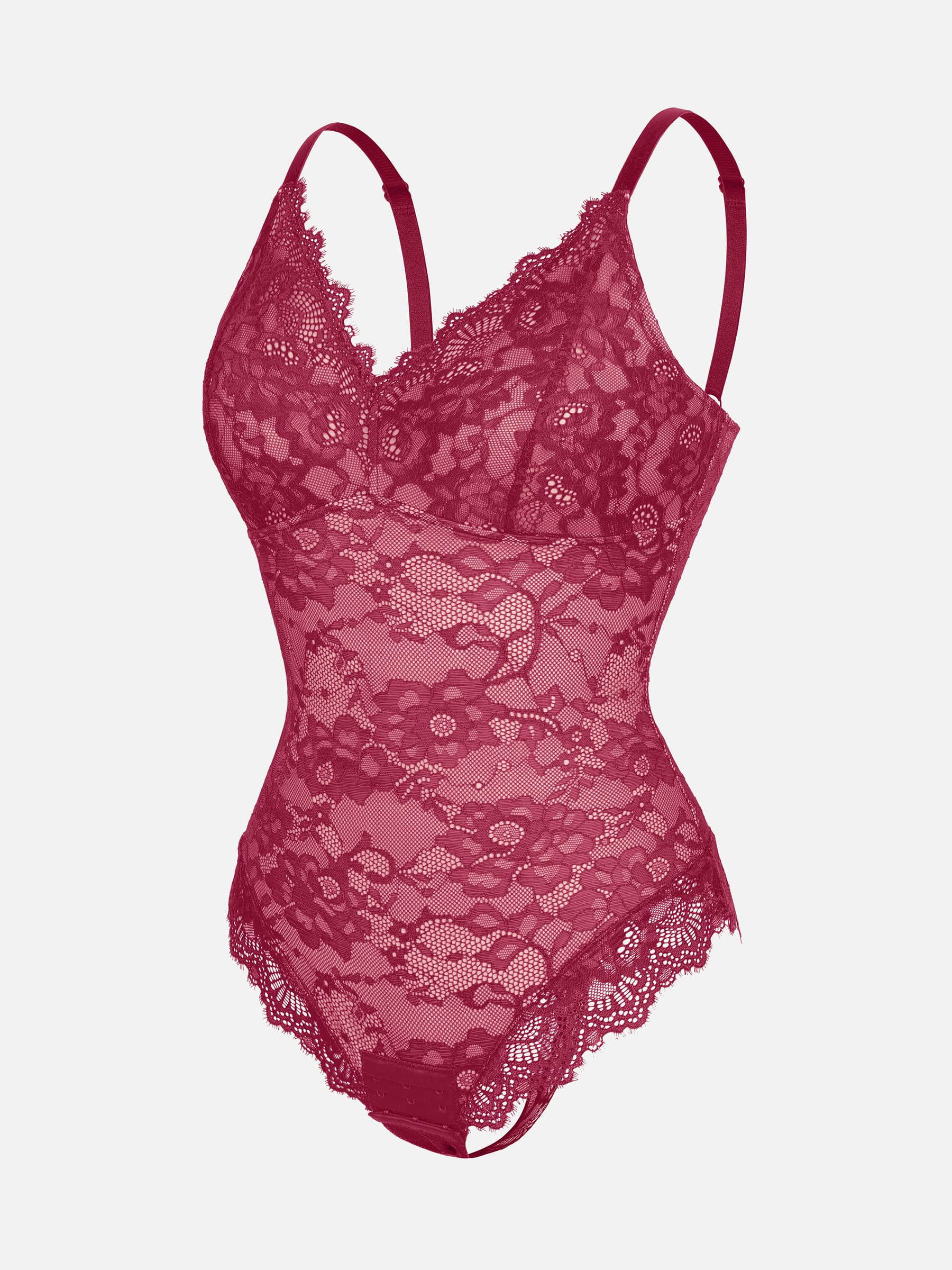 Feelingirl-V-Neck-Bodysuit-with-Lace-Fabric-RD3