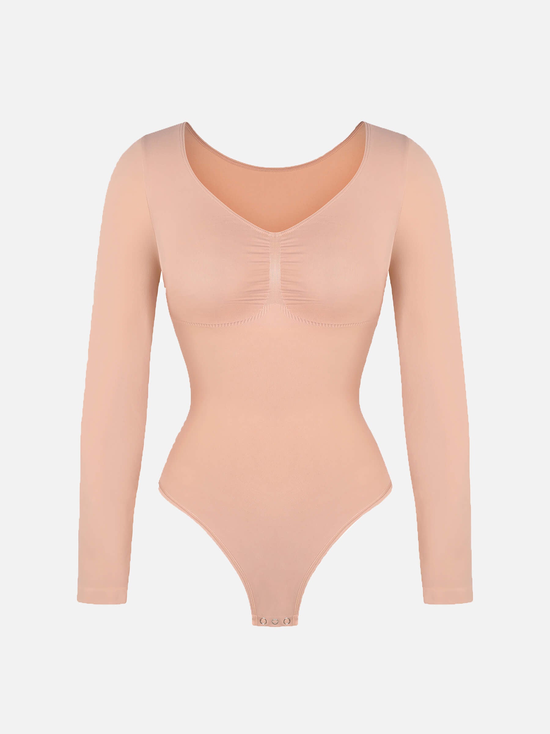 Feelingirl Seamless Long Sleeve Tummy Control Thong Bodysuit