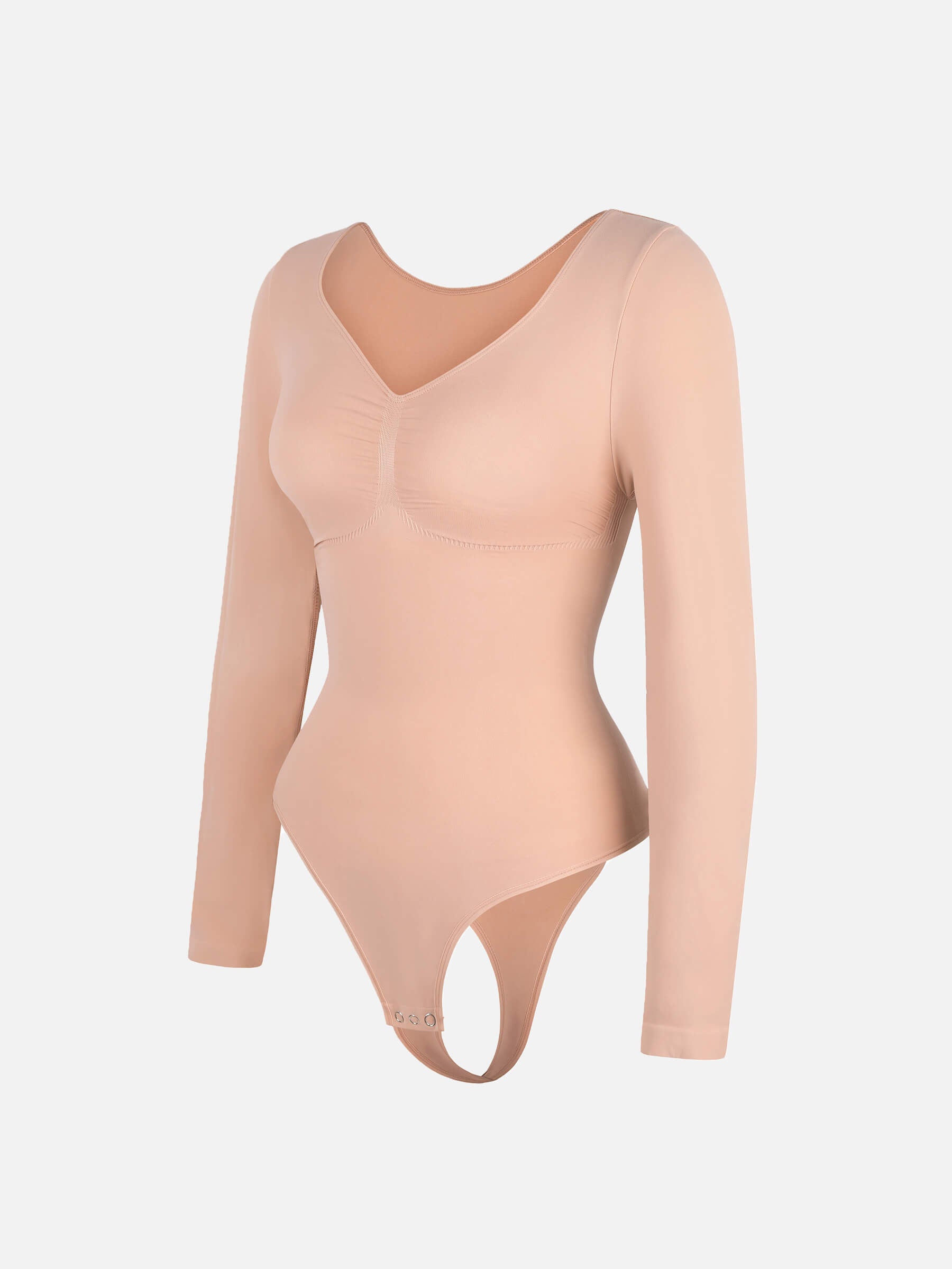 Feelingirl Seamless Long Sleeve Tummy Control Thong Bodysuit